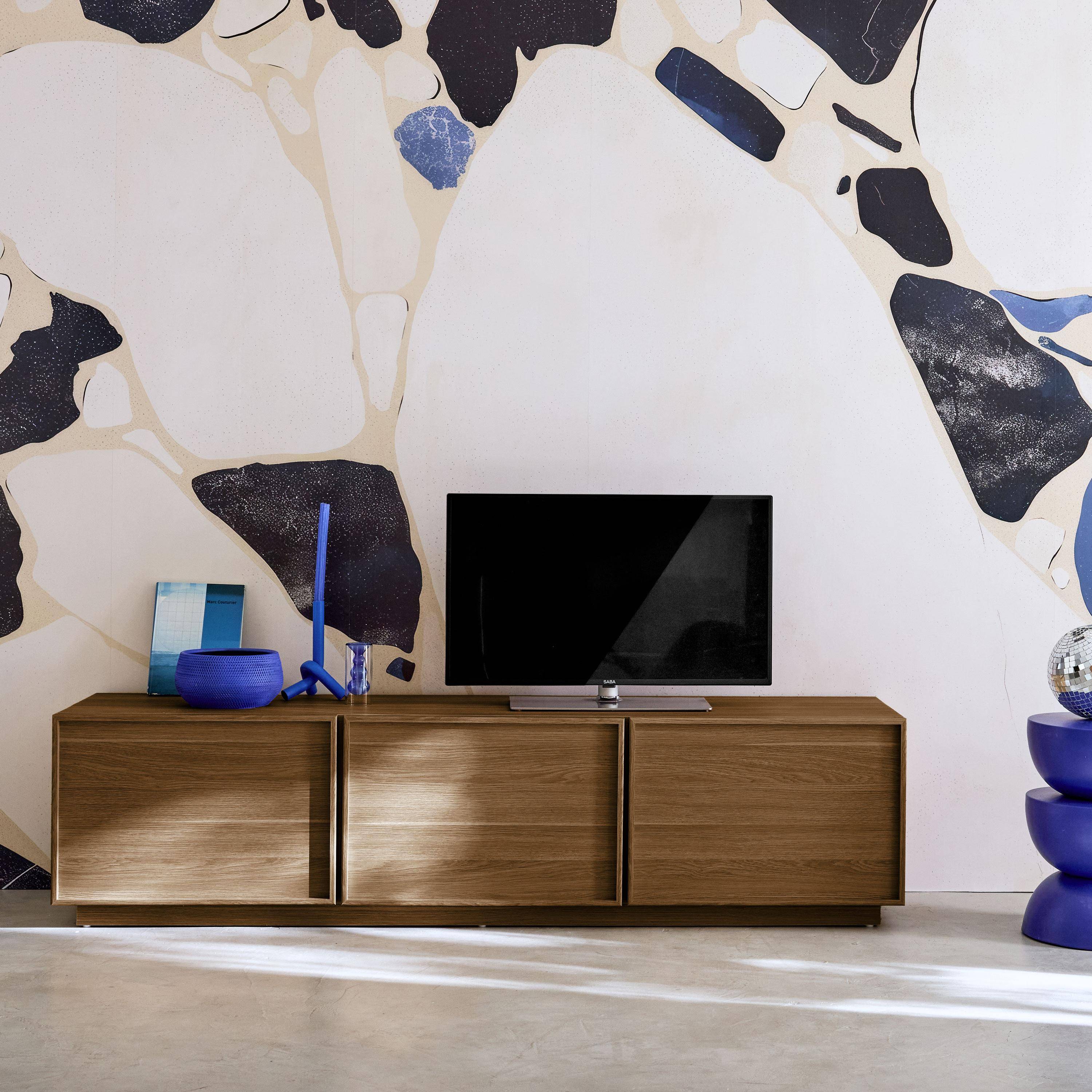 Mobile TV decorativo in legno 3 ante 180cm, Kuba, Marrone, 180x43x45 cm,sweeek,Photo1