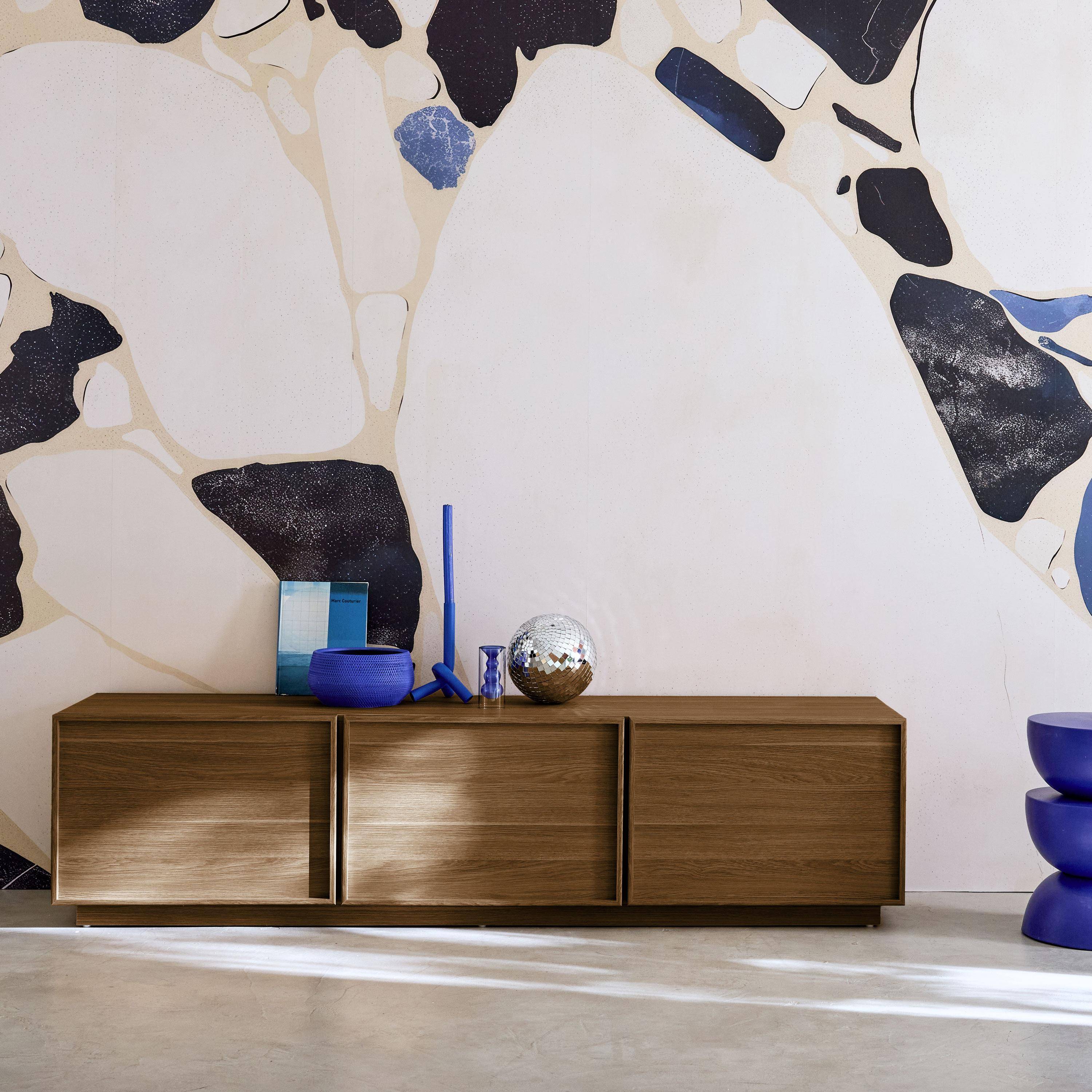 Mobile TV decorativo in legno 3 ante 180cm, Kuba, Marrone, 180x43x45 cm,sweeek,Photo2