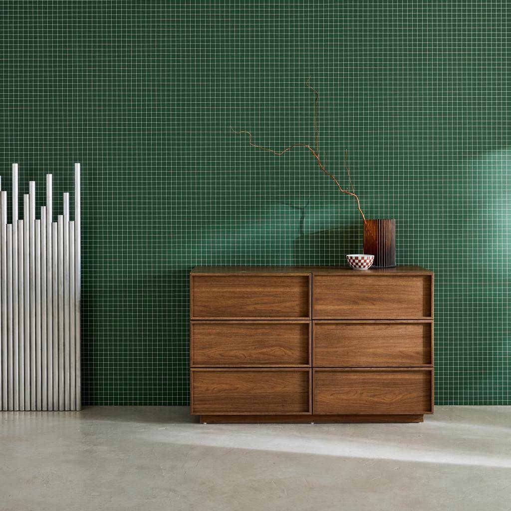 Kommode mit nussbaumfarbenem Holzlook, 6 Schubladen, B 120 x T 43 x H 75 cm - Kuba Photo1