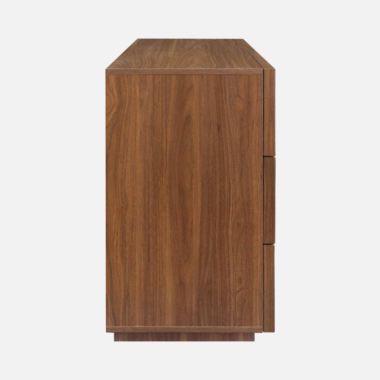 Commode de rangement effet bois 6 tiroirs noyer L 120 x P 43 x H 75cm - Kuba ,sweeek,Photo7