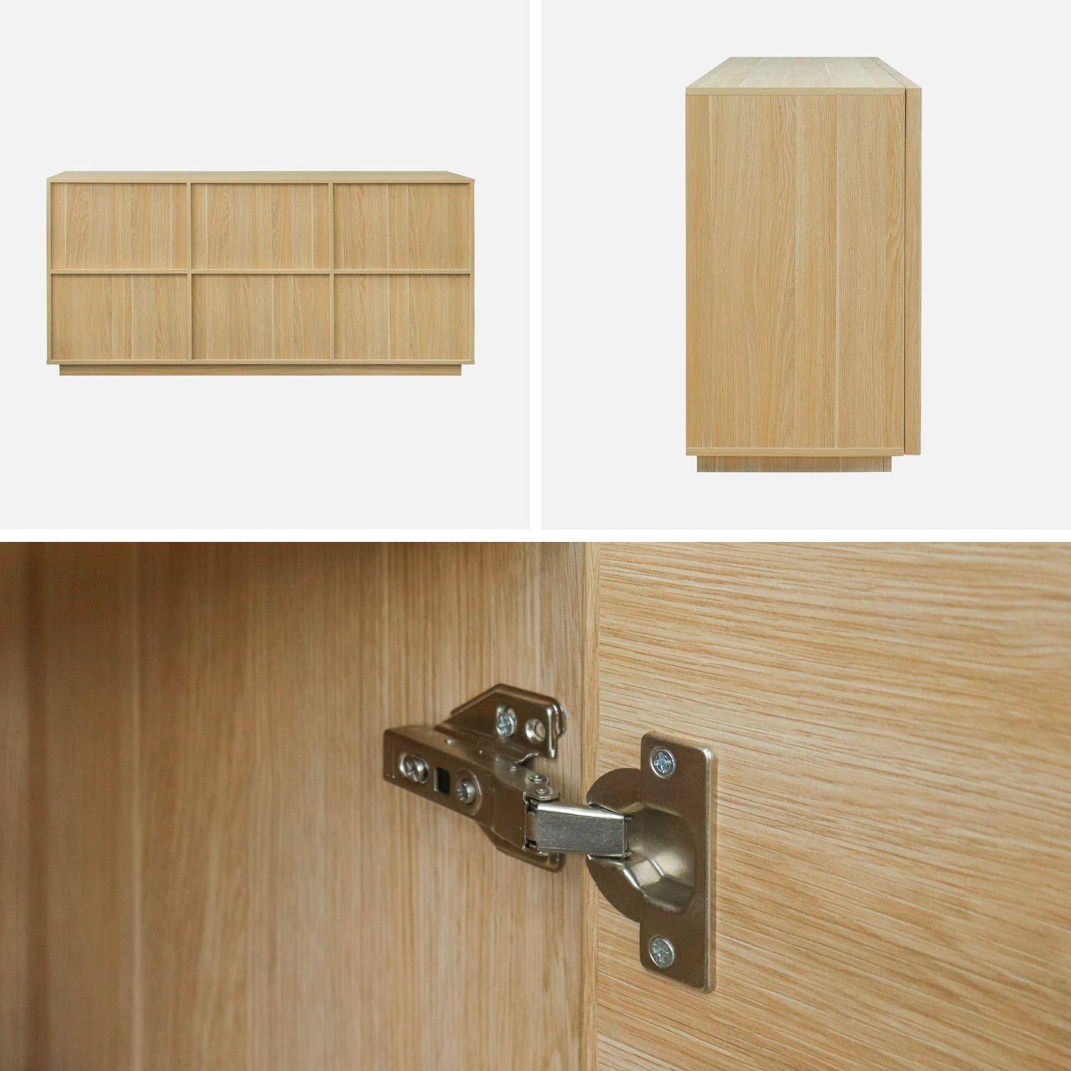 Buffet effet bois 3 portes naturel L 160 x P 43 x H 75cm - Kuba Photo5