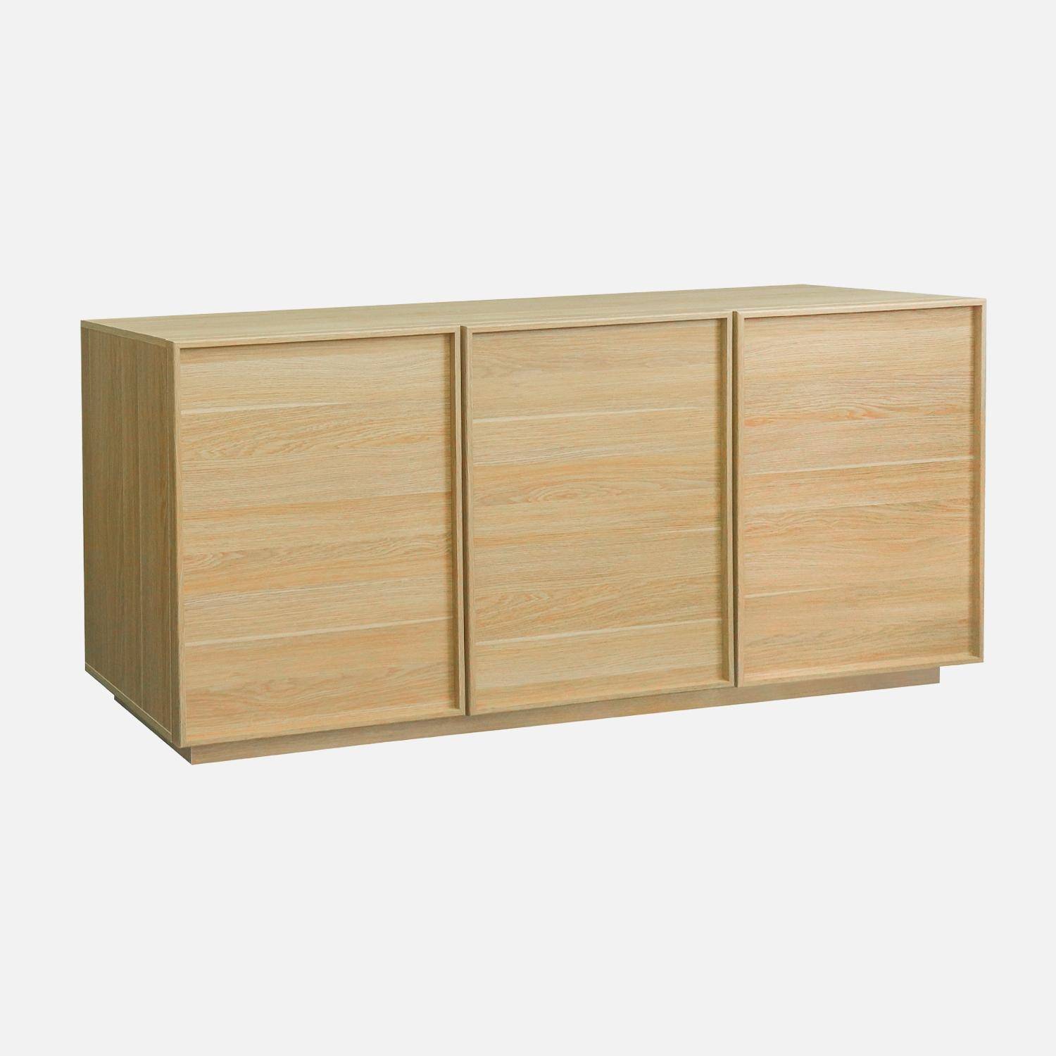 Buffet effet bois 3 portes naturel L 160 x P 43 x H 75cm - Kuba Photo4
