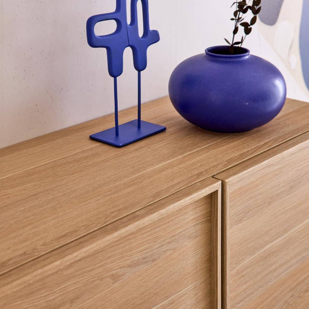 Buffet effet bois 3 portes naturel L 160 x P 43 x H 75cm - Kuba,sweeek,Photo3