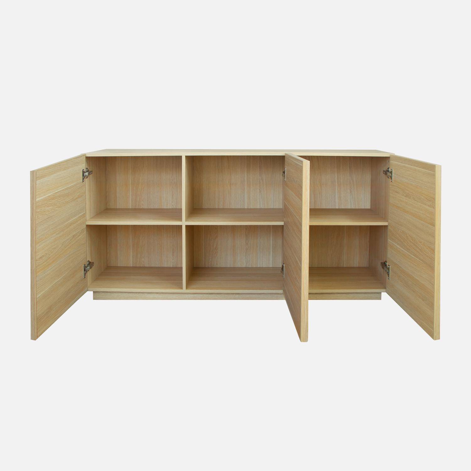 Buffet effet bois 3 portes naturel L 160 x P 43 x H 75cm - Kuba Photo3