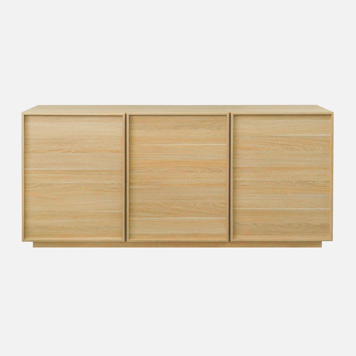 Buffet effet bois 3 portes naturel L 160 x P 43 x H 75cm - Kuba Photo2