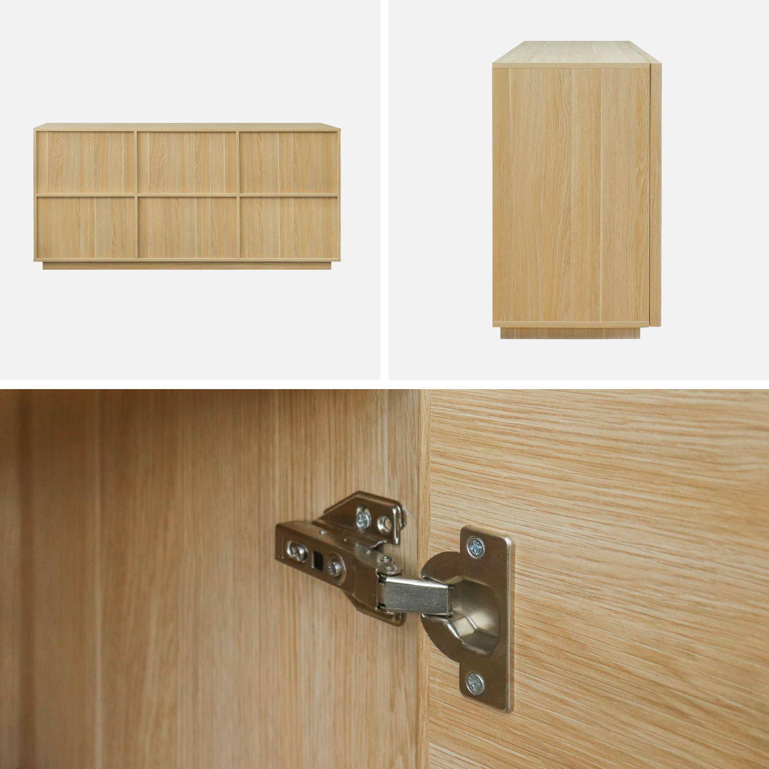 Sideboard mit naturfarbenem Holzlook 3 Türen B 160 x T 43 x H 75 cm - Kuba,sweeek,Photo6