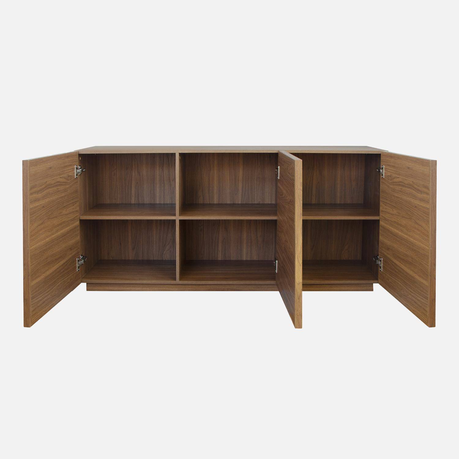 Buffet effet bois 3 portes noyer L 160 x P 43 x H 75cm - Kuba Photo3