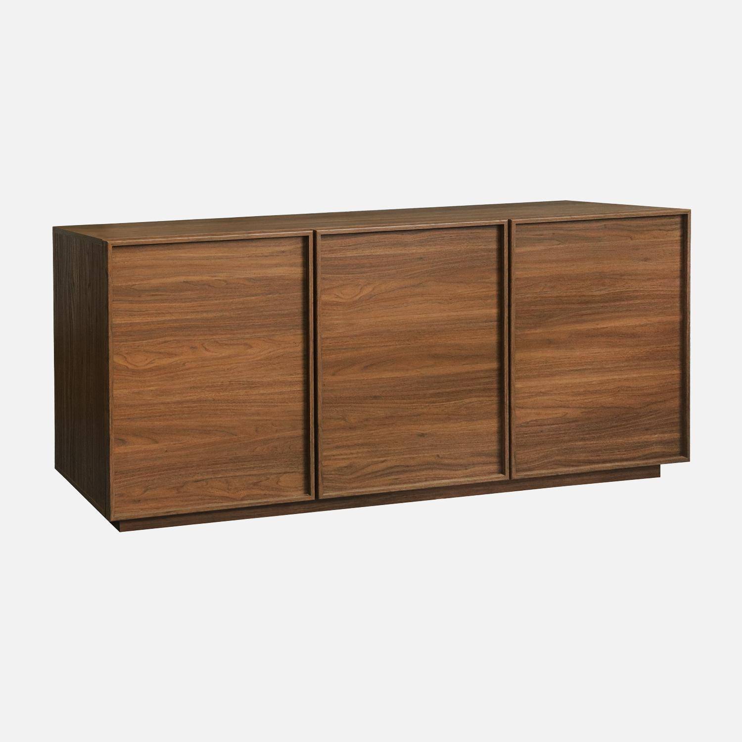 Buffet effet bois 3 portes noyer L 160 x P 43 x H 75cm - Kuba Photo1