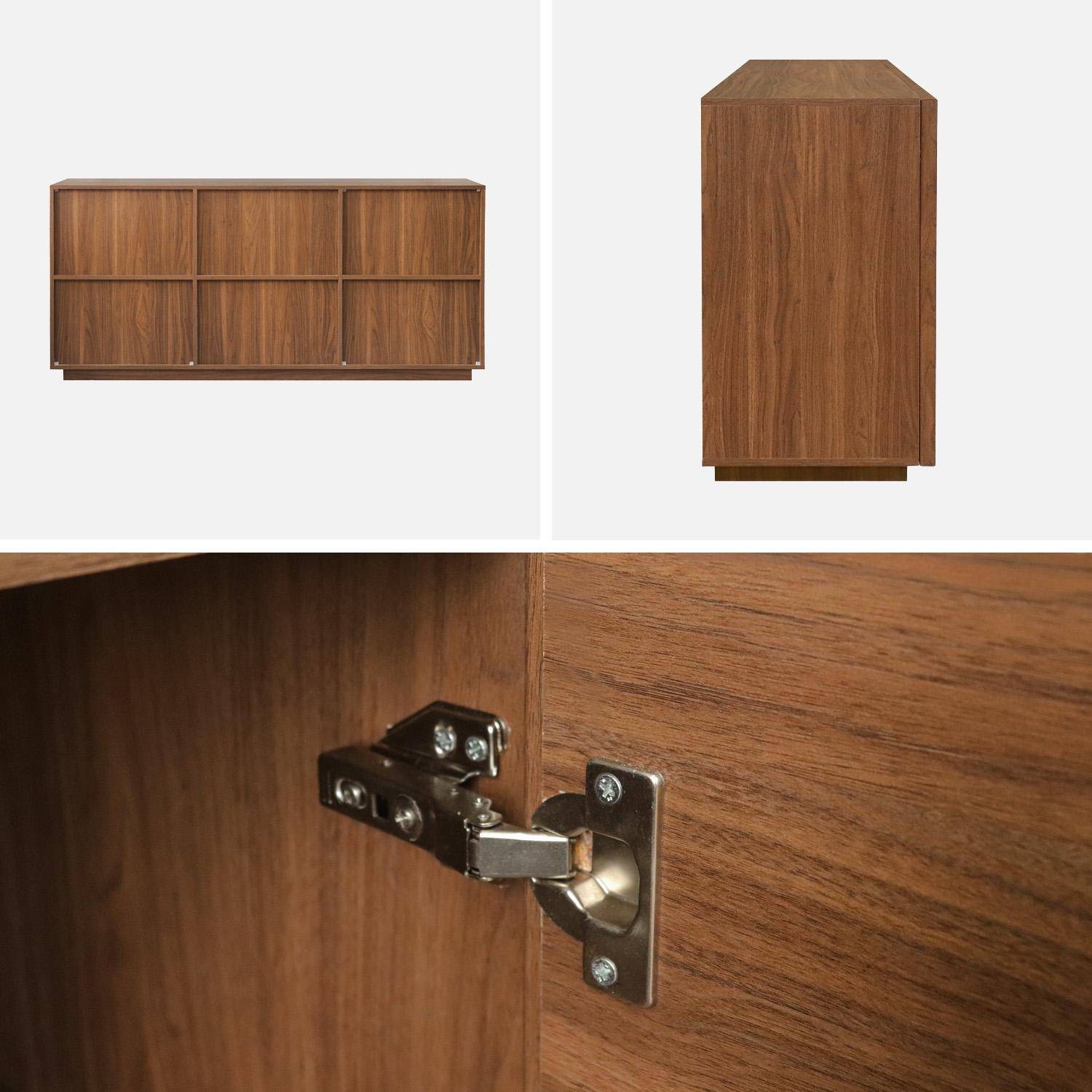 Buffet effet bois 3 portes noyer L 160 x P 43 x H 75cm - Kuba Photo4