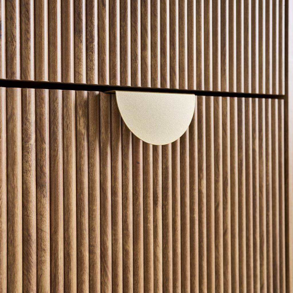 Mueble zapatero con efecto ranurado, 3 cajones, Celian, Marrón dorado, 60x25x121 cm,sweeek,Photo4