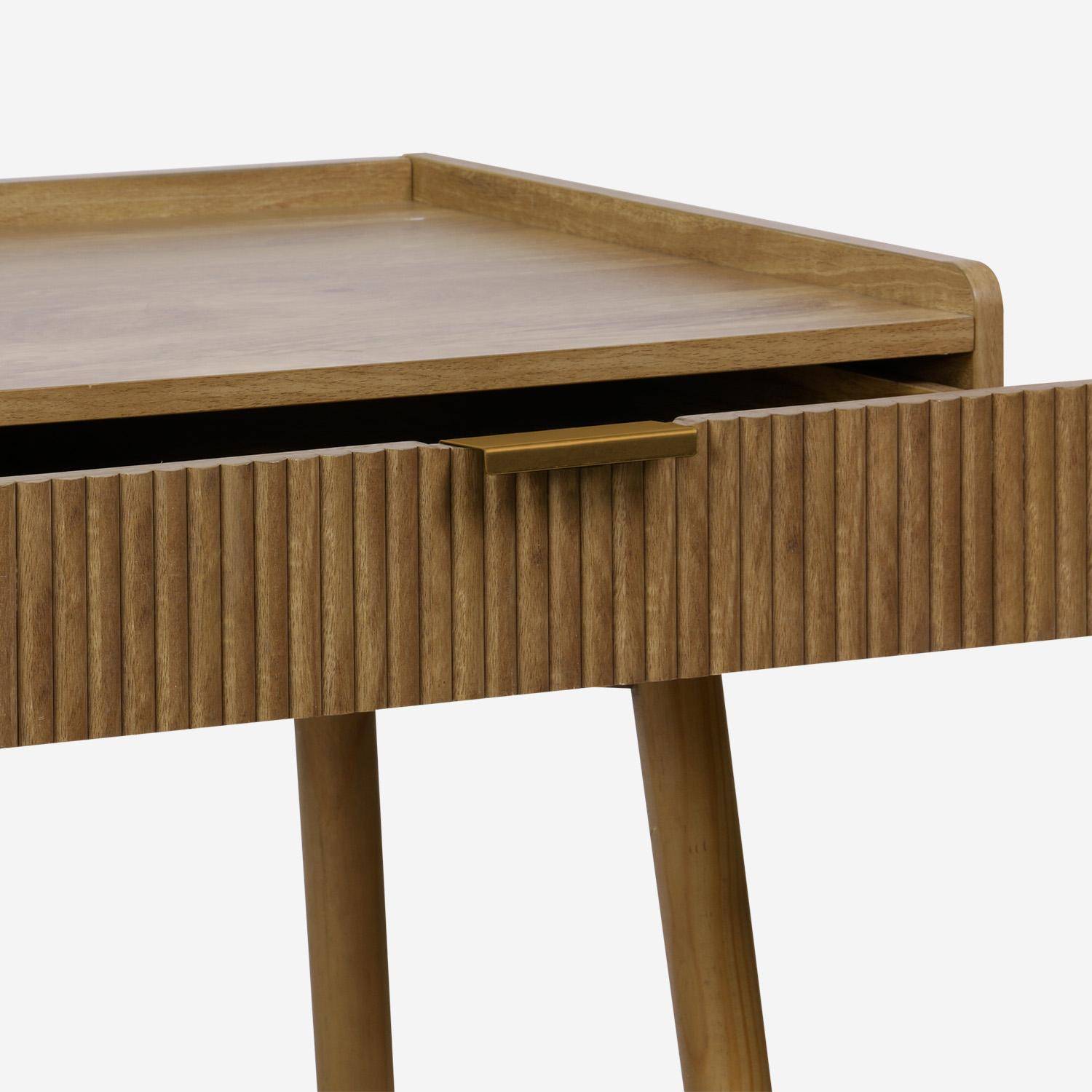 Schreibtisch in Mangoholzoptik mit geriffelten Oberflächen, 2 Schubladen ,110 x 55 x 79,5 cm – Celian Photo6