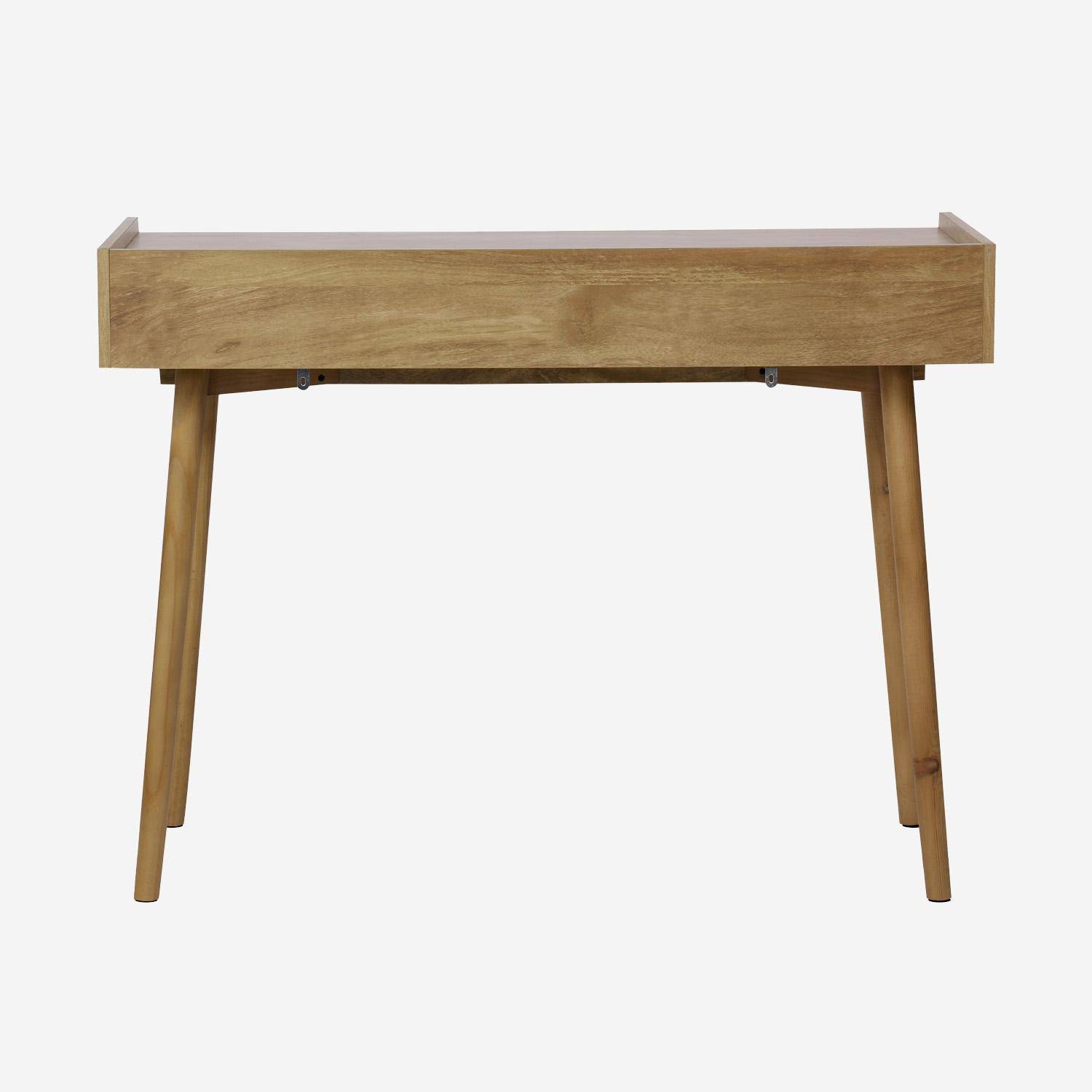 Schreibtisch in Mangoholzoptik mit geriffelten Oberflächen, 2 Schubladen ,110 x 55 x 79,5 cm – Celian Photo5