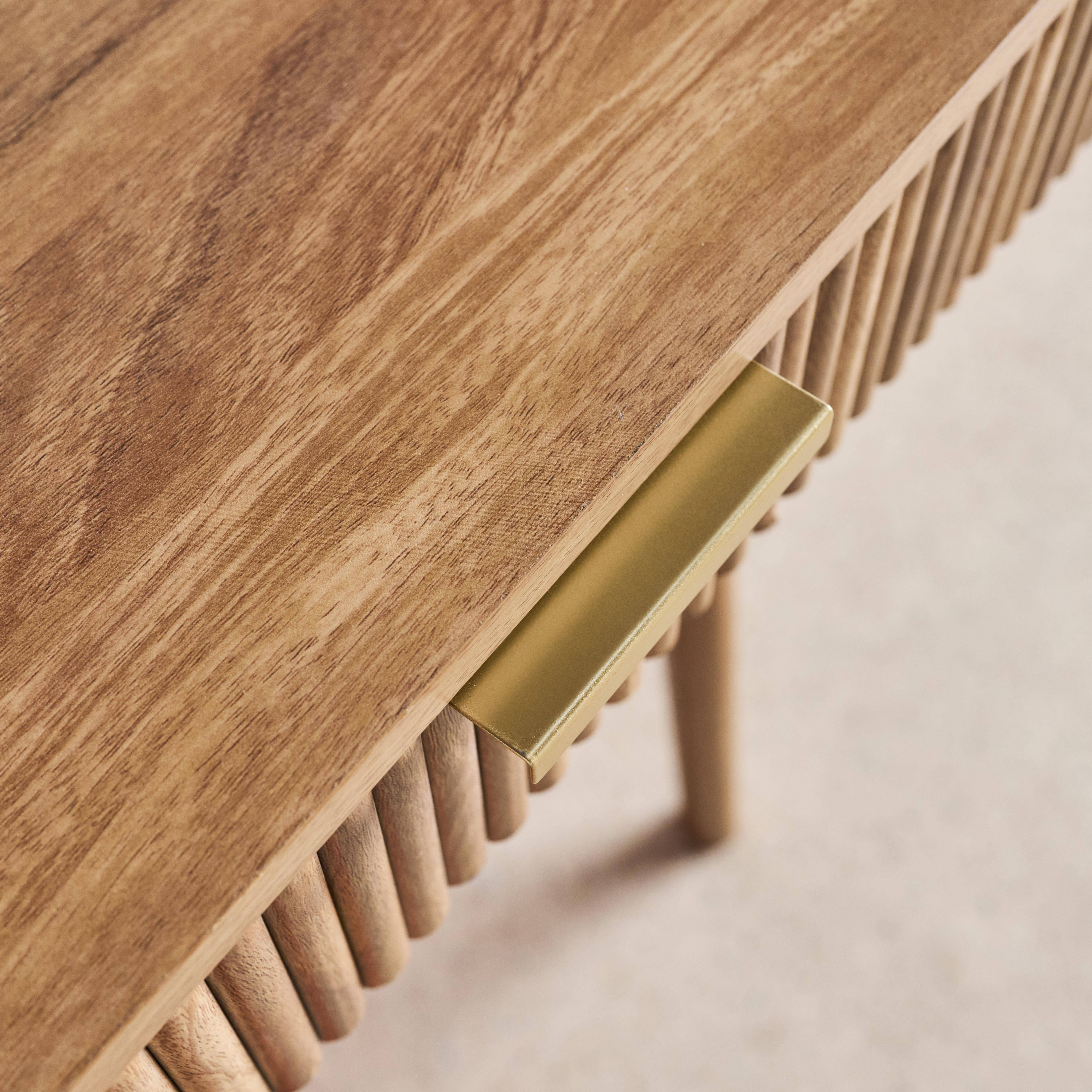 Bureau effet bois de manguier rainuré 2 tiroirs - 110 x 55 x 79,5 cm - Celian,sweeek,Photo6