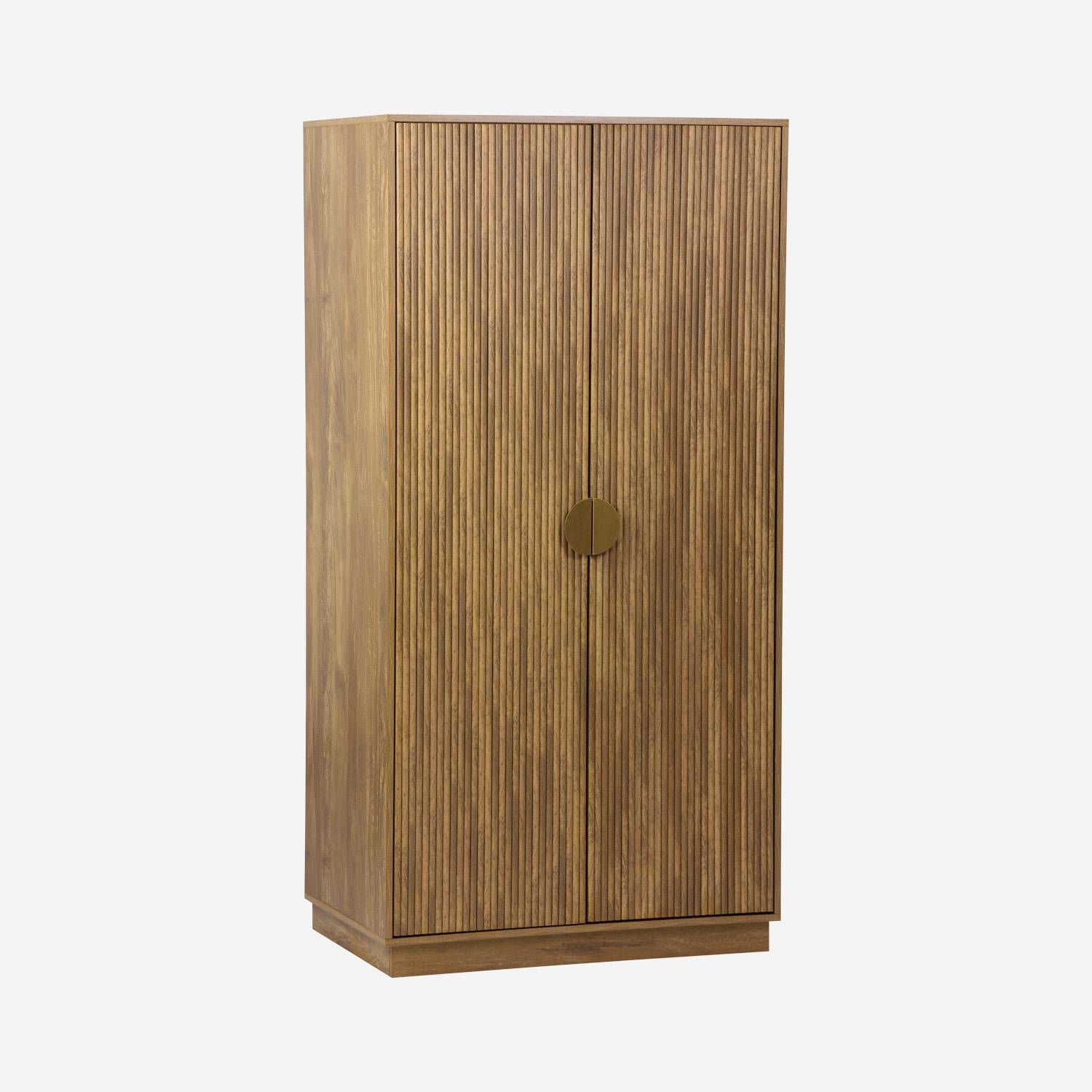 Dressing effet bois de manguier rainuré 2 portes - 90 x 59 x 179,5 cm - Celian Photo1