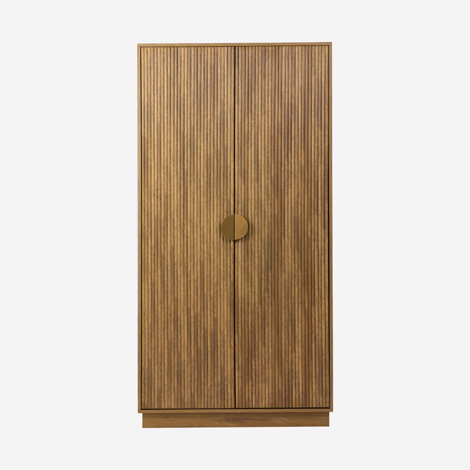 Dressing effet bois de manguier rainuré 2 portes - 90 x 59 x 179,5 cm - Celian Photo2