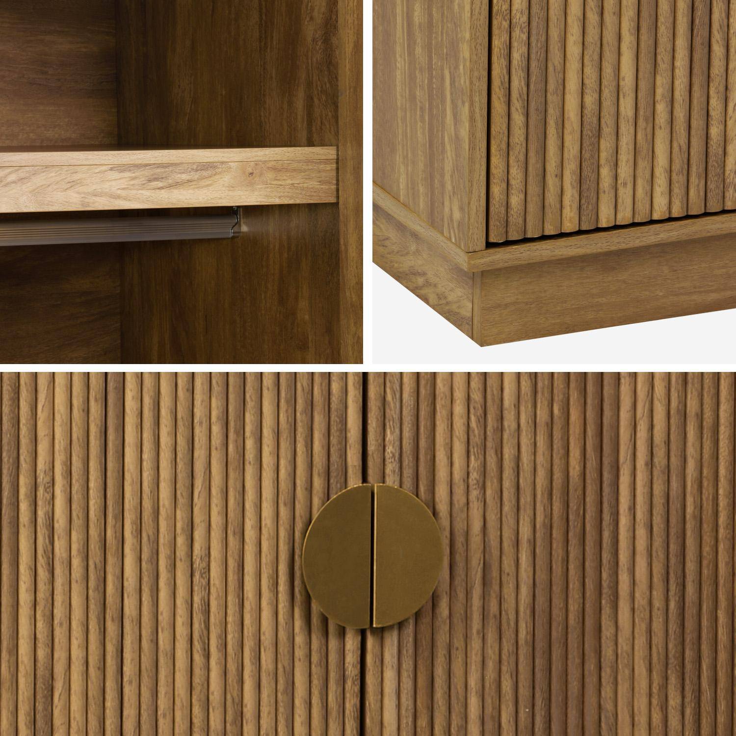 Dressing effet bois de manguier rainuré 2 portes - 90 x 59 x 179,5 cm - Celian Photo5