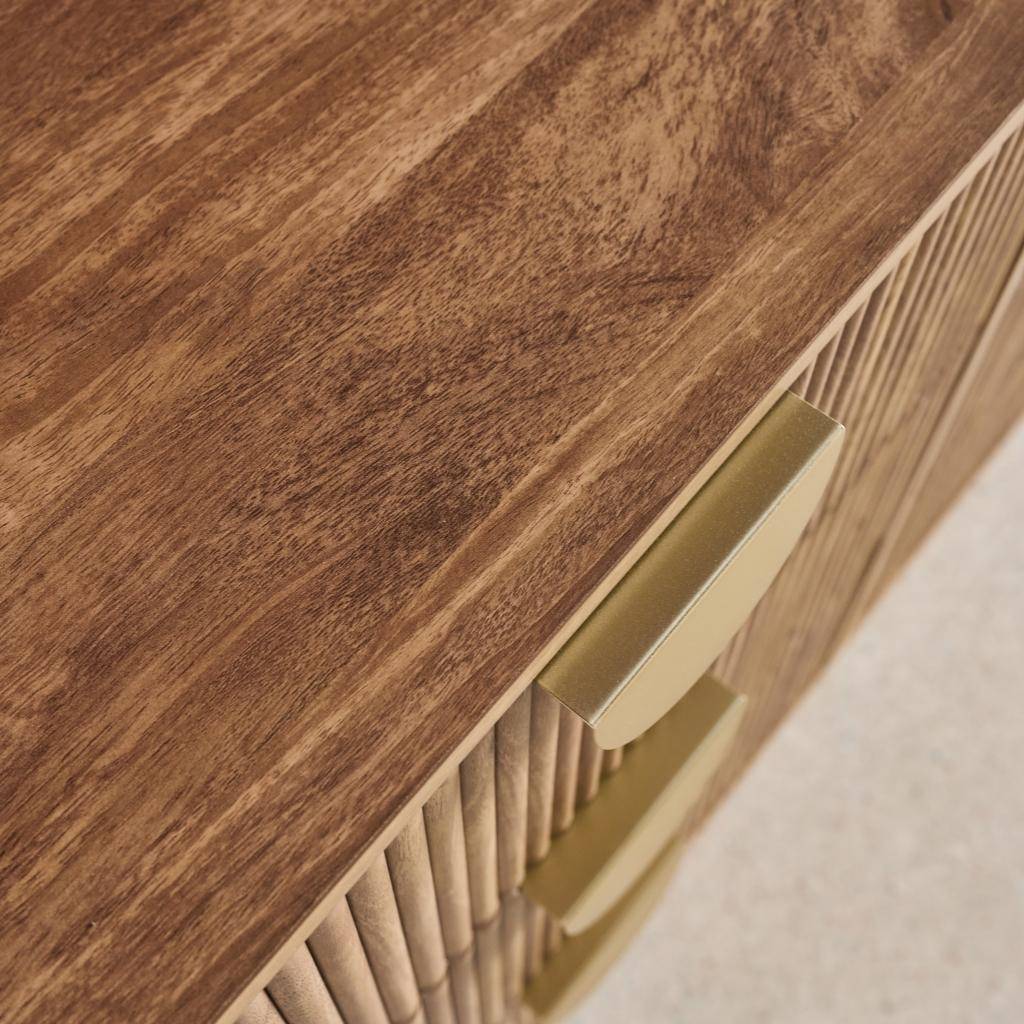 Ladekast in gegroefd mangohouteffect met 6 lades - 120 x 39 x 79 cm - Celian Photo6