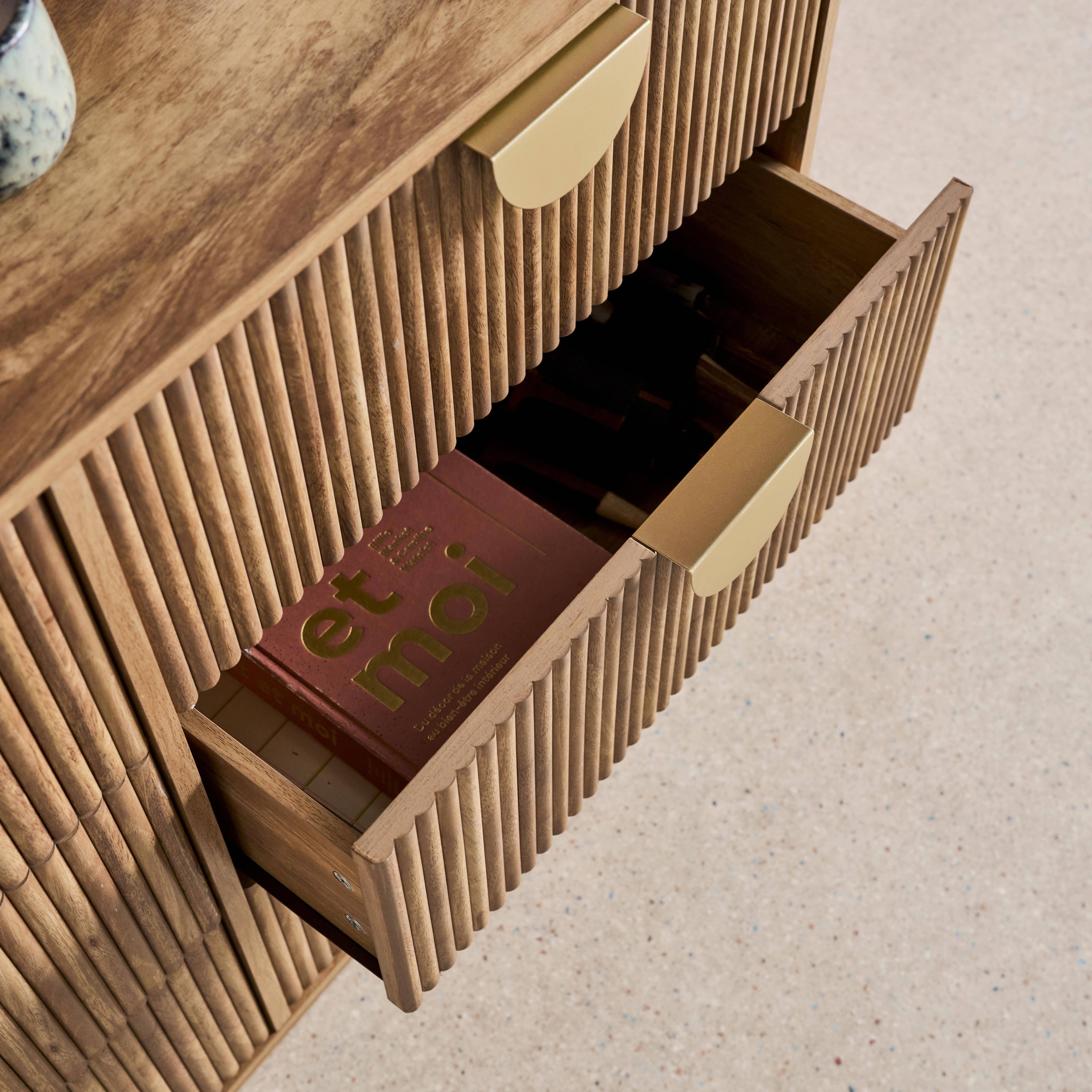 Commode effet bois de manguier rainuré 6 tiroirs - 120 x 39 x 79 cm - Celian Photo3