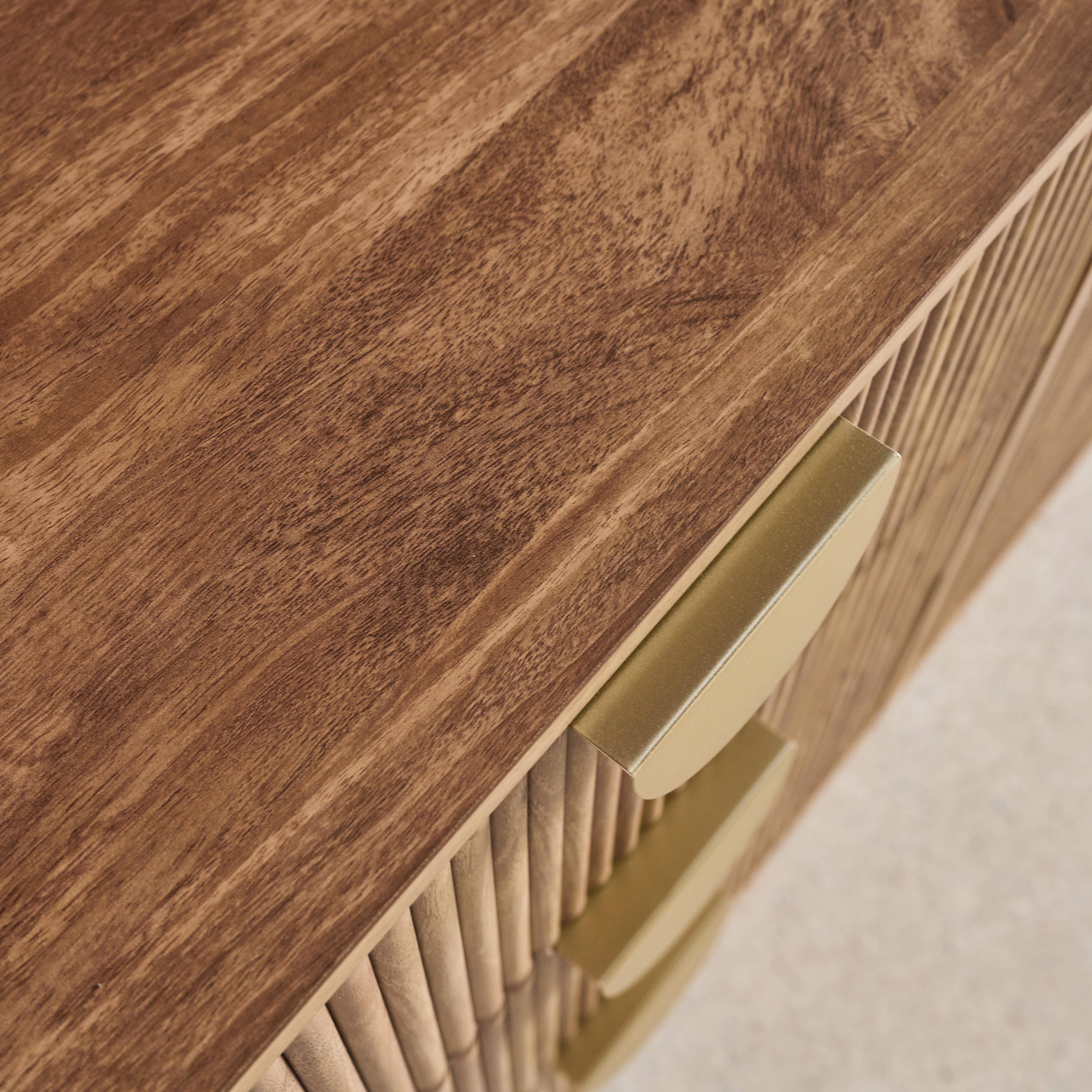 Commode effet bois de manguier rainuré 6 tiroirs - 120 x 39 x 79 cm - Celian Photo6