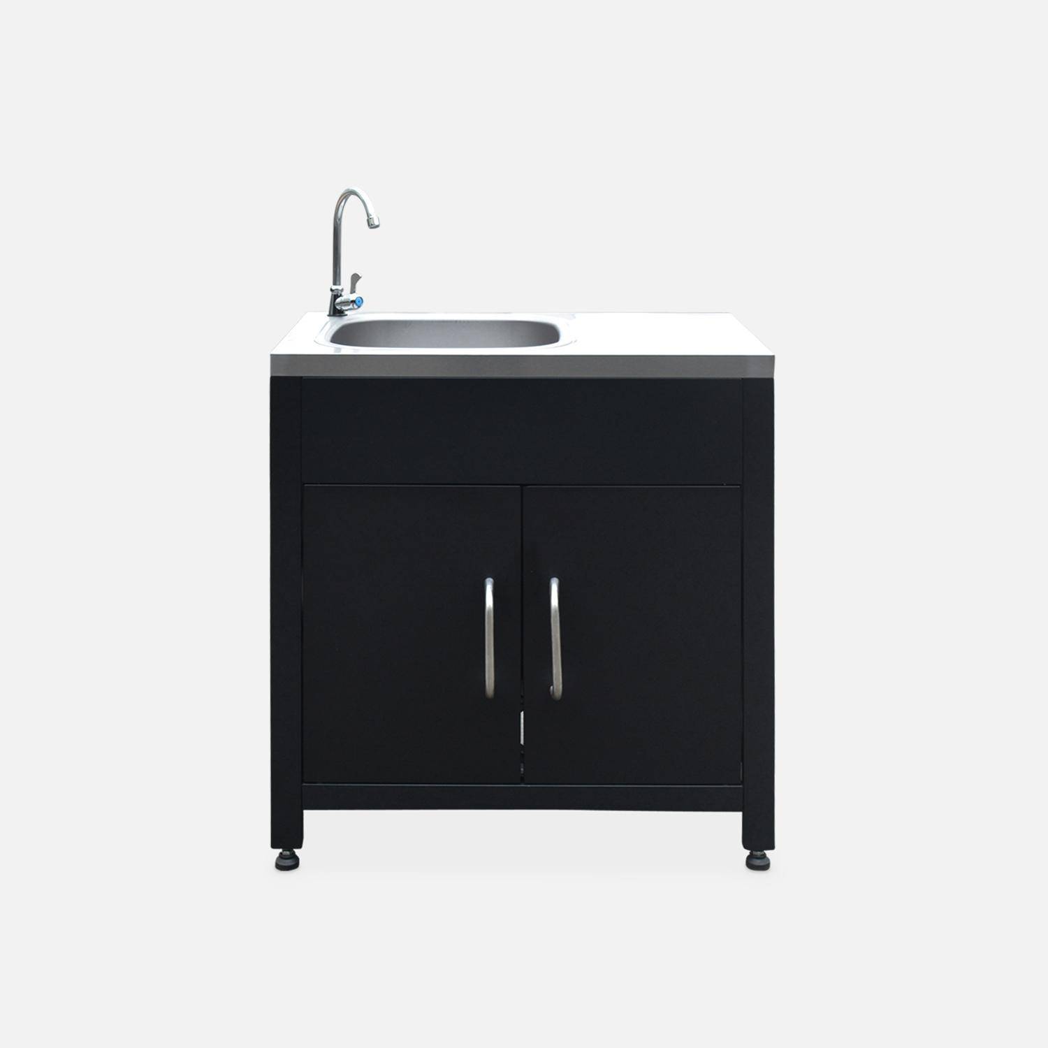 Cucina esterna 5 moduli con barbecue a gas 4 bruciatori, Grimaud 5 moduli + barbecue a gas, Nero, 73x50x48 cm Photo6