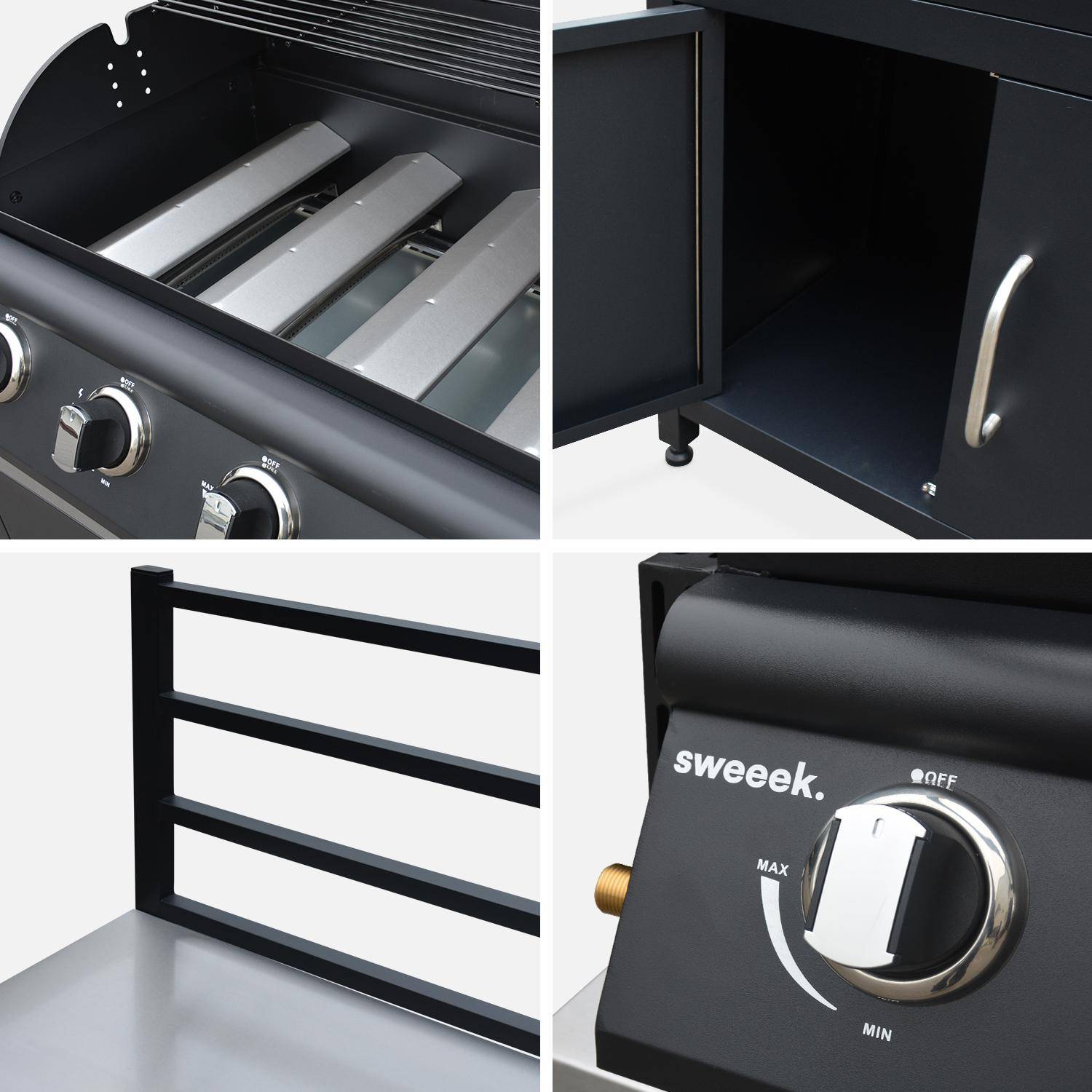 Modulo cucina da esterno con barbecue a gas a 4 bruciatori, 7 moduli Nero - 128.5x448.5x124 cm Photo7