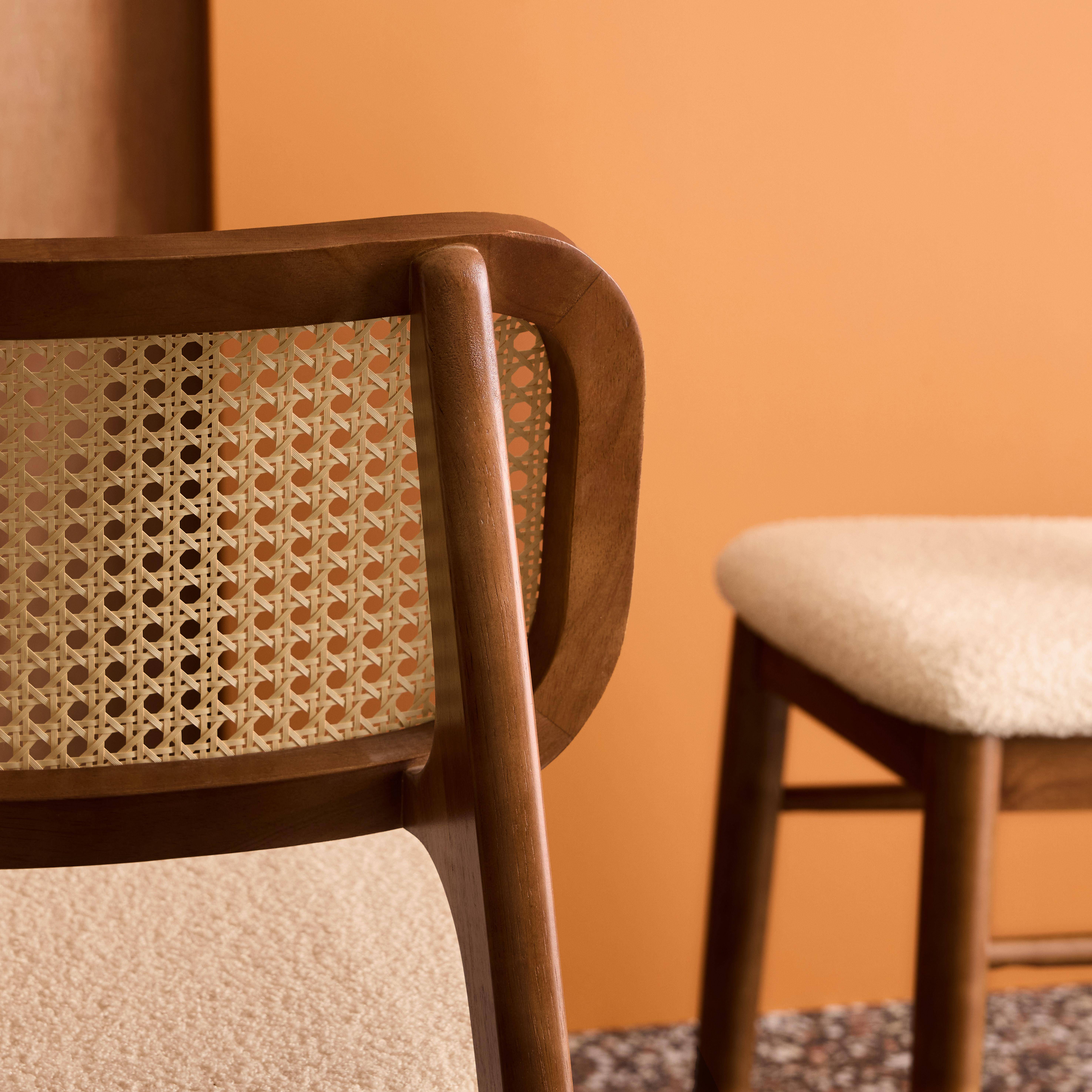 Lot de 2 chaises vintage bois d'hévéa cannage et bouclette Mani,sweeek,Photo4