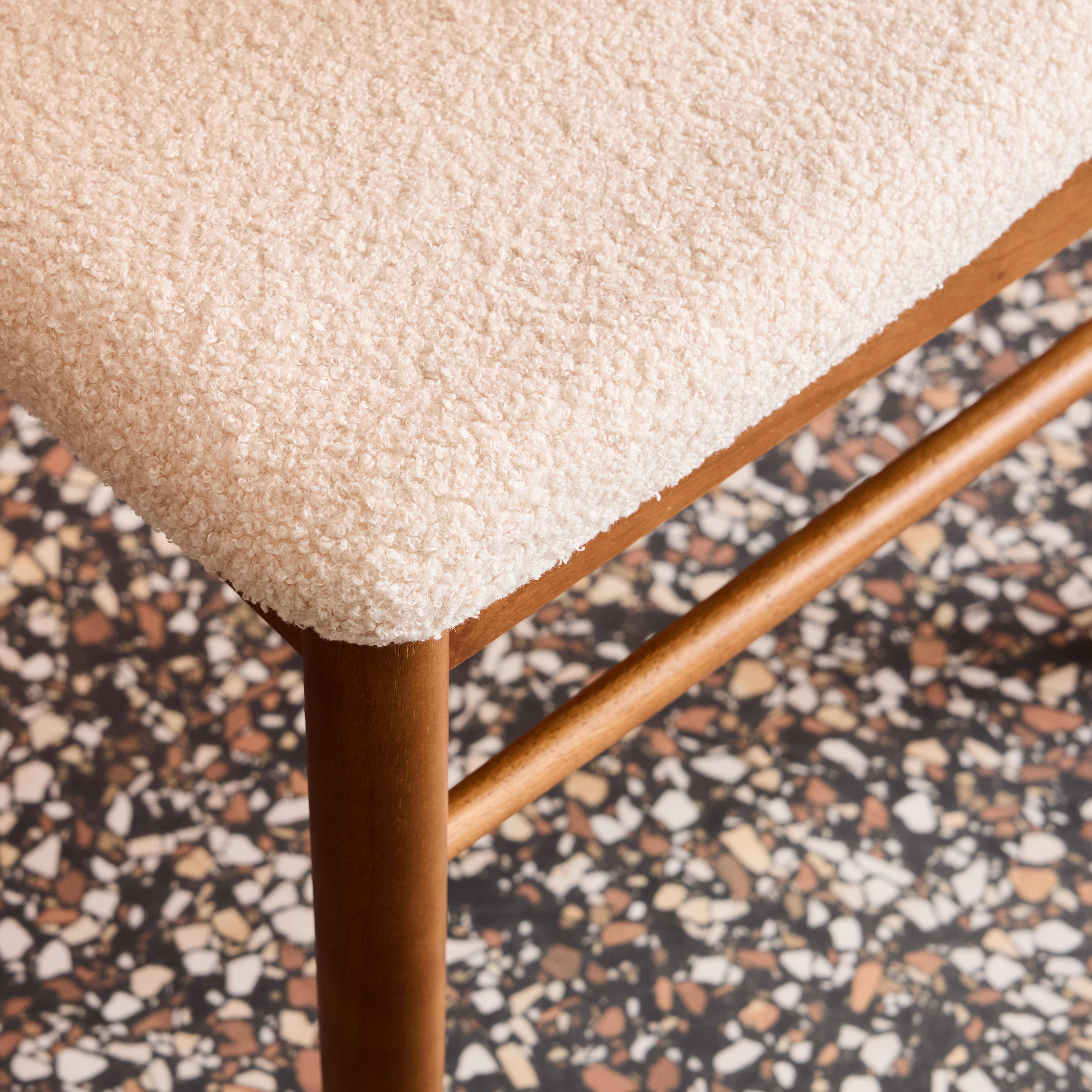 Silla vintage de madera de hévea y borreguito, set de 2, Mani, Nogal, 43x55x81 cm,sweeek,Photo5