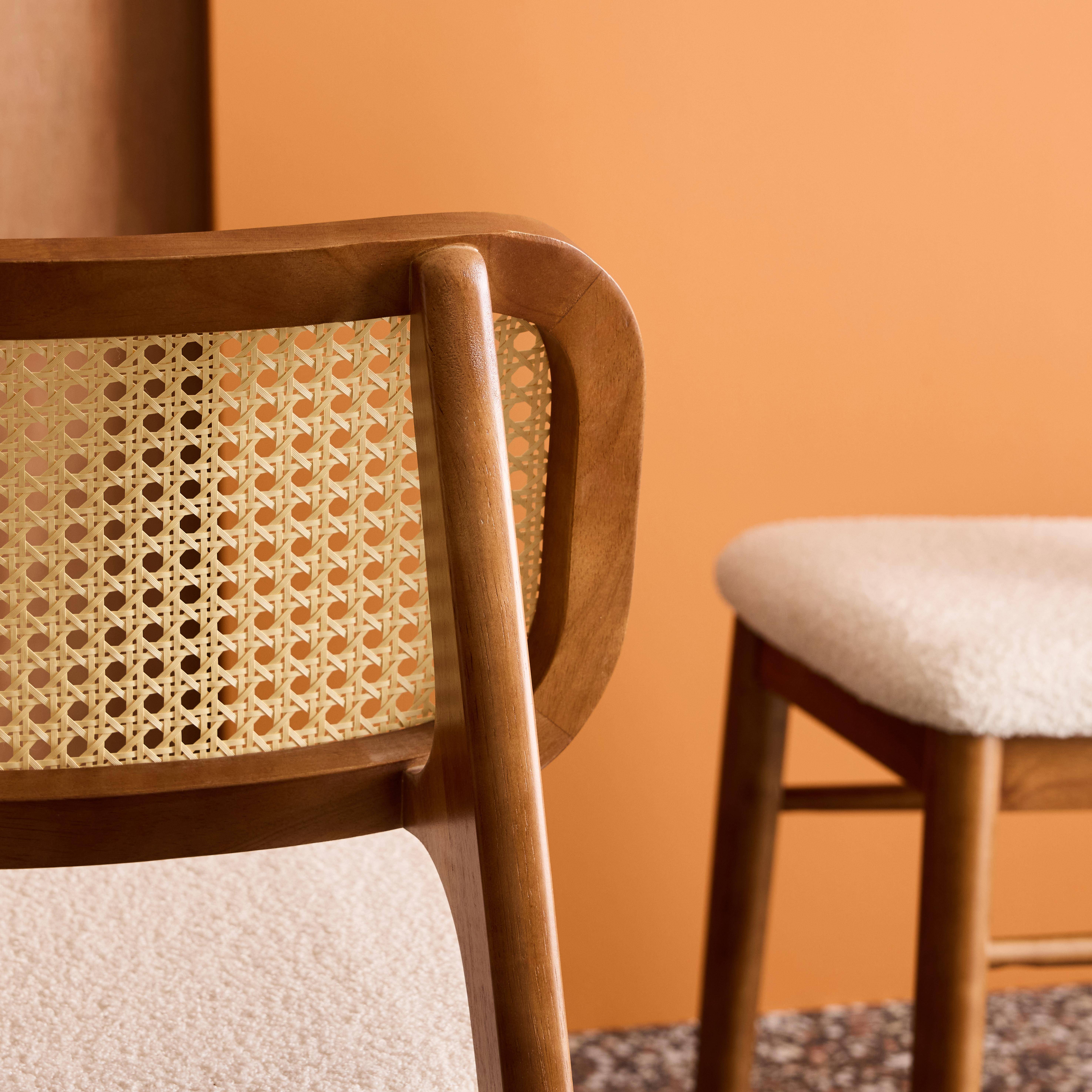 Silla vintage de madera de hévea y borreguito, set de 2, Mani, Nogal, 43x55x81 cm Photo3