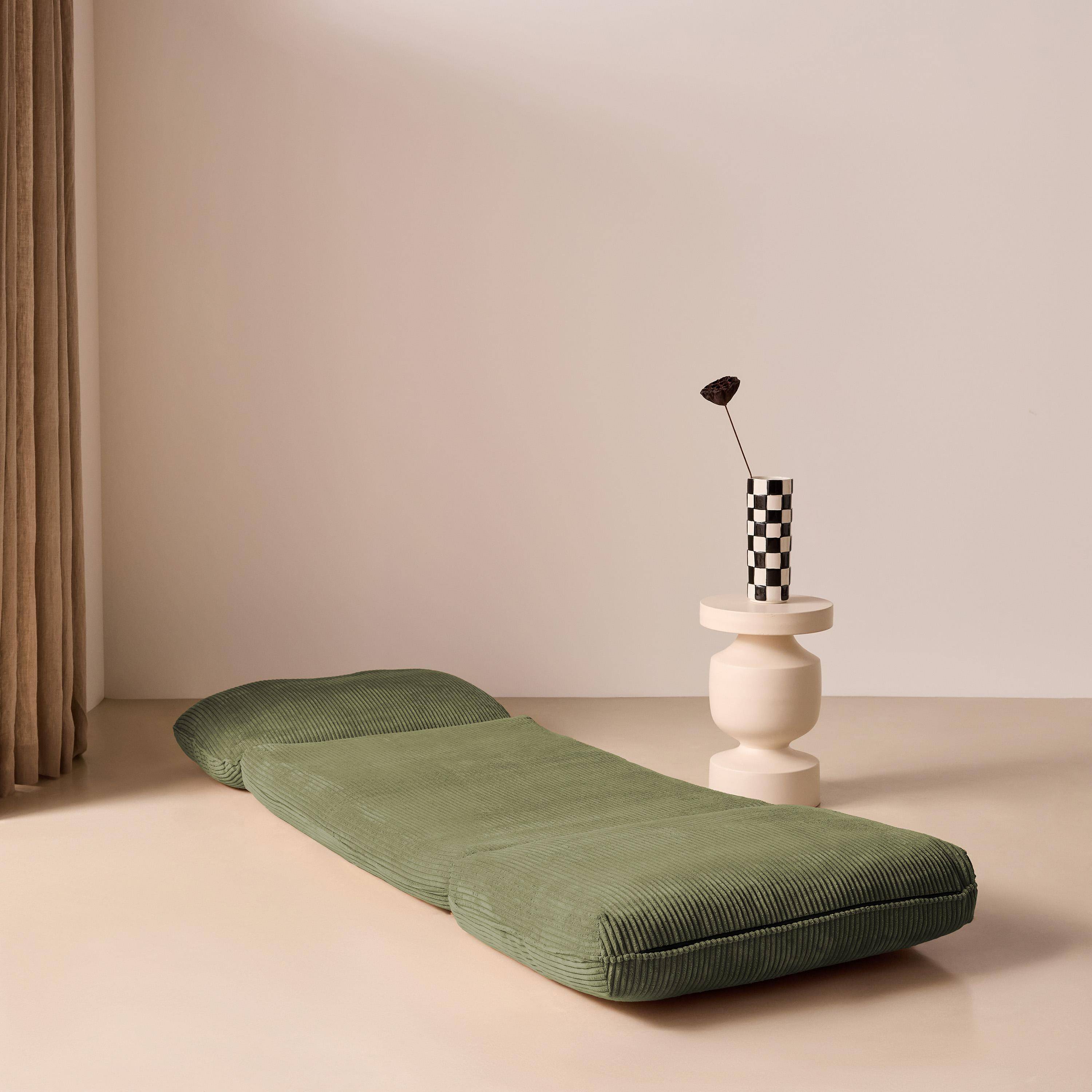 Sillón cama convertible de pana gruesa, Cosy, Verde kaki, 209x78x58 cm Photo3