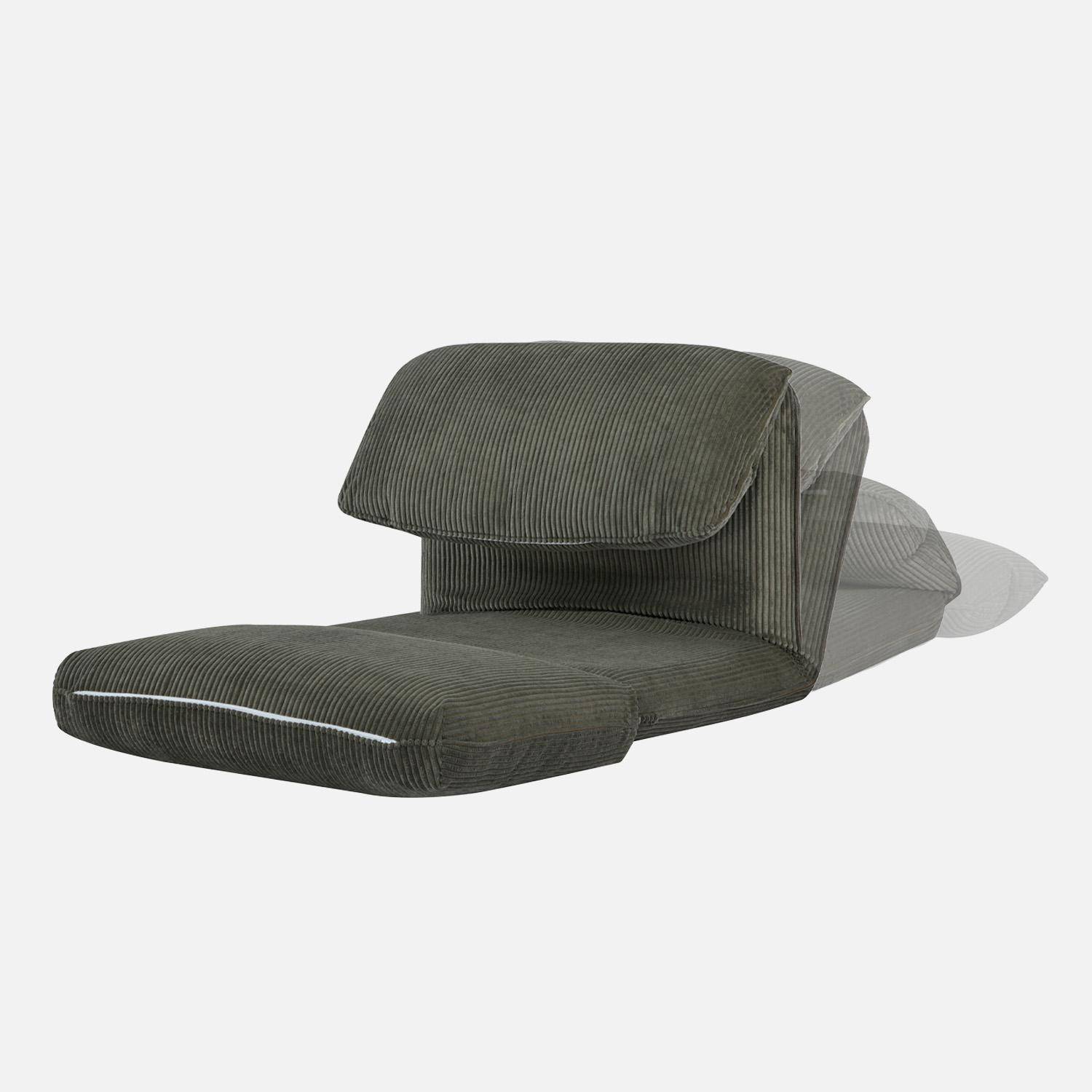 Poltrona convertibile velluto a coste grosse coste 1 posto, Cosy, Verde kaki, 209x78x58 cm Photo4