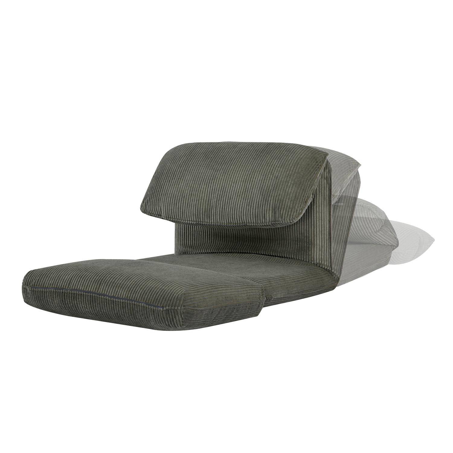 Poltrona convertibile velluto a coste grosse coste 1 posto, Cosy, Verde kaki, 209x78x58 cm Photo7