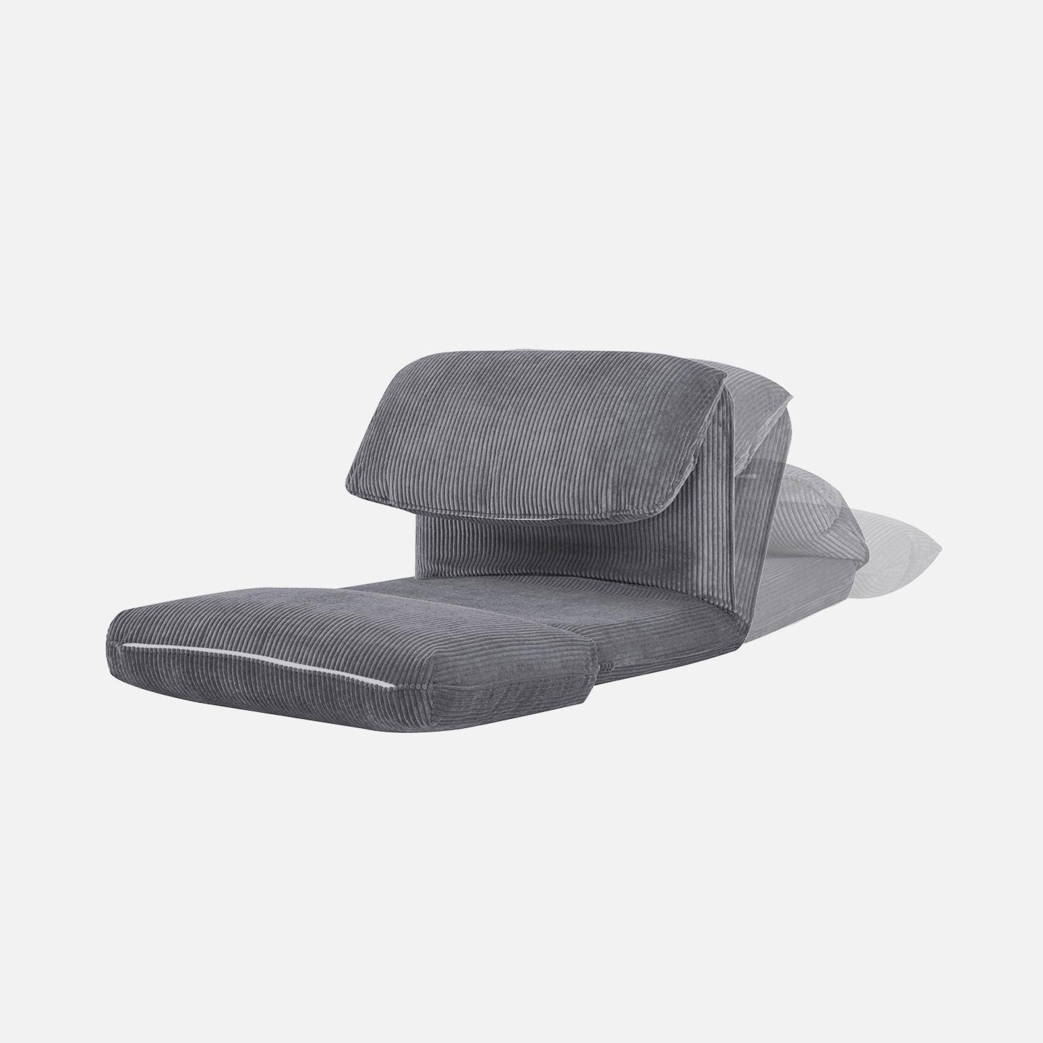 Poltrona convertibile velluto a coste grosse coste 1 posto, Cosy, Grigio, 209x78x58 cm Photo4