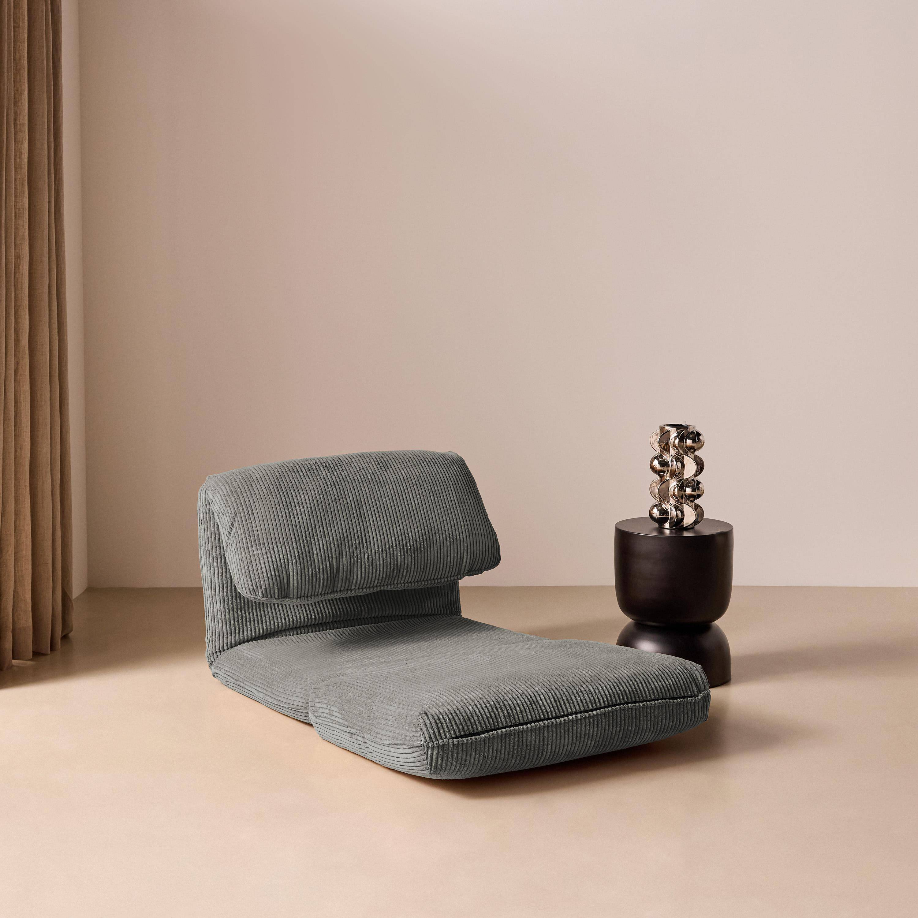 Slaapfauteuil uitklapbaar corduroy loungestoel grijs - Cosy Photo2