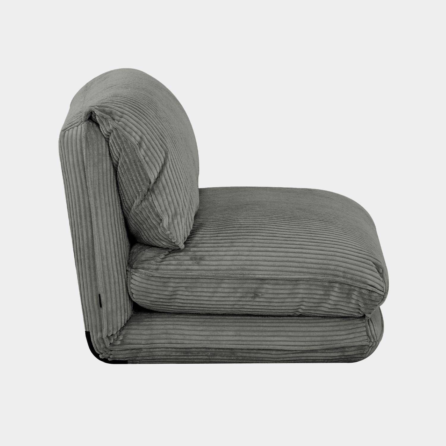 Sessel mit Schlaffunktion für 1 Person und breit geripptem Cordbezug in grau - Cosy,sweeek,Photo6