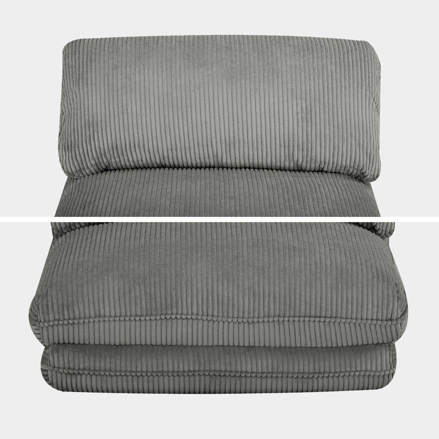 Sessel mit Schlaffunktion für 1 Person und breit geripptem Cordbezug in grau - Cosy,sweeek,Photo7