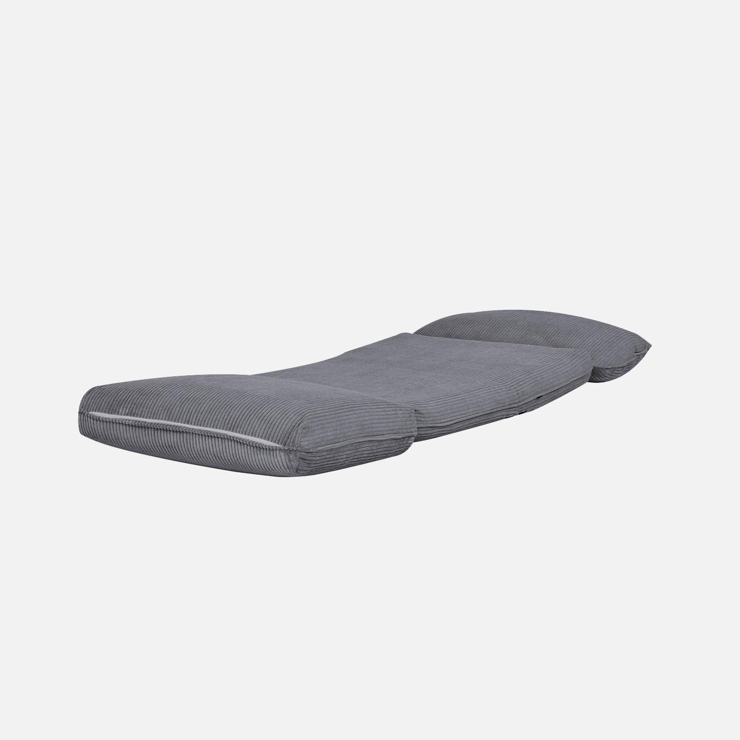 Poltrona convertibile velluto a coste grosse coste 1 posto, Cosy, Grigio, 209x78x58 cm Photo5