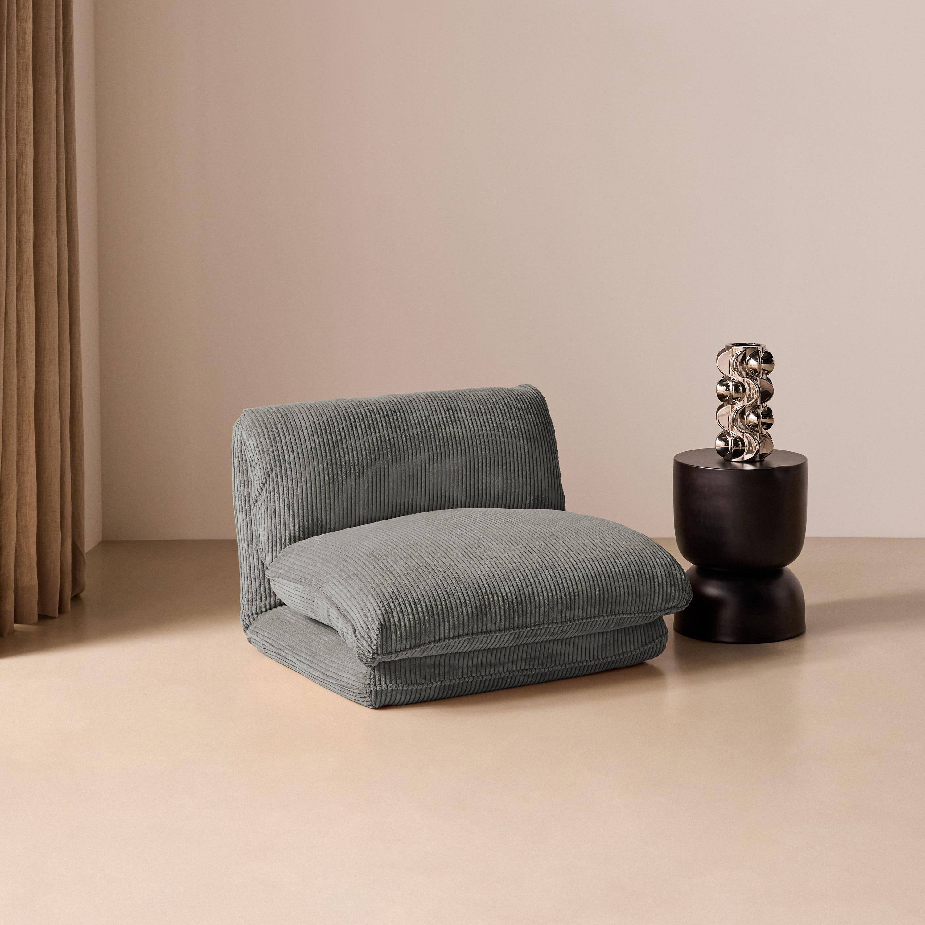 Slaapfauteuil uitklapbaar corduroy loungestoel grijs - Cosy Photo1