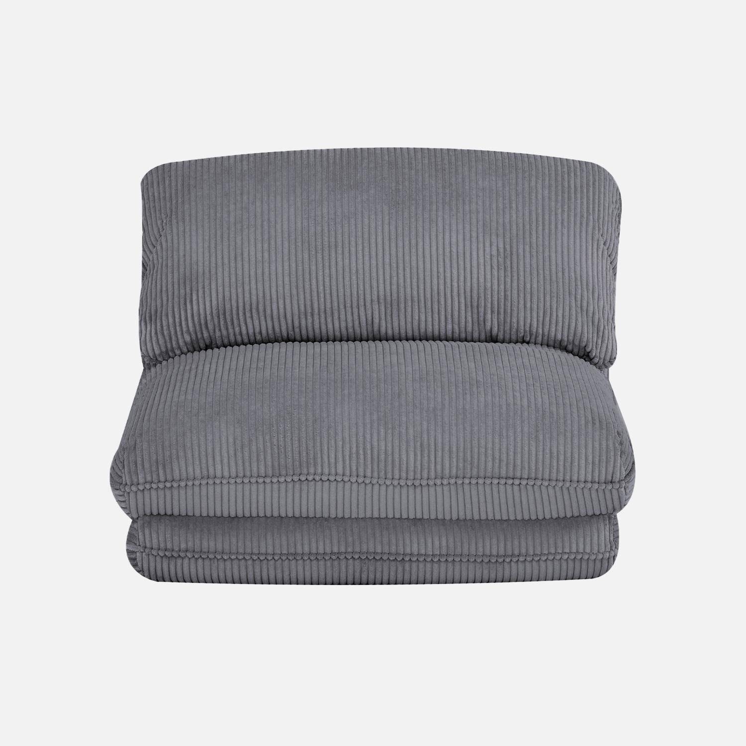 Poltrona convertibile velluto a coste grosse coste 1 posto, Cosy, Grigio, 209x78x58 cm Photo2