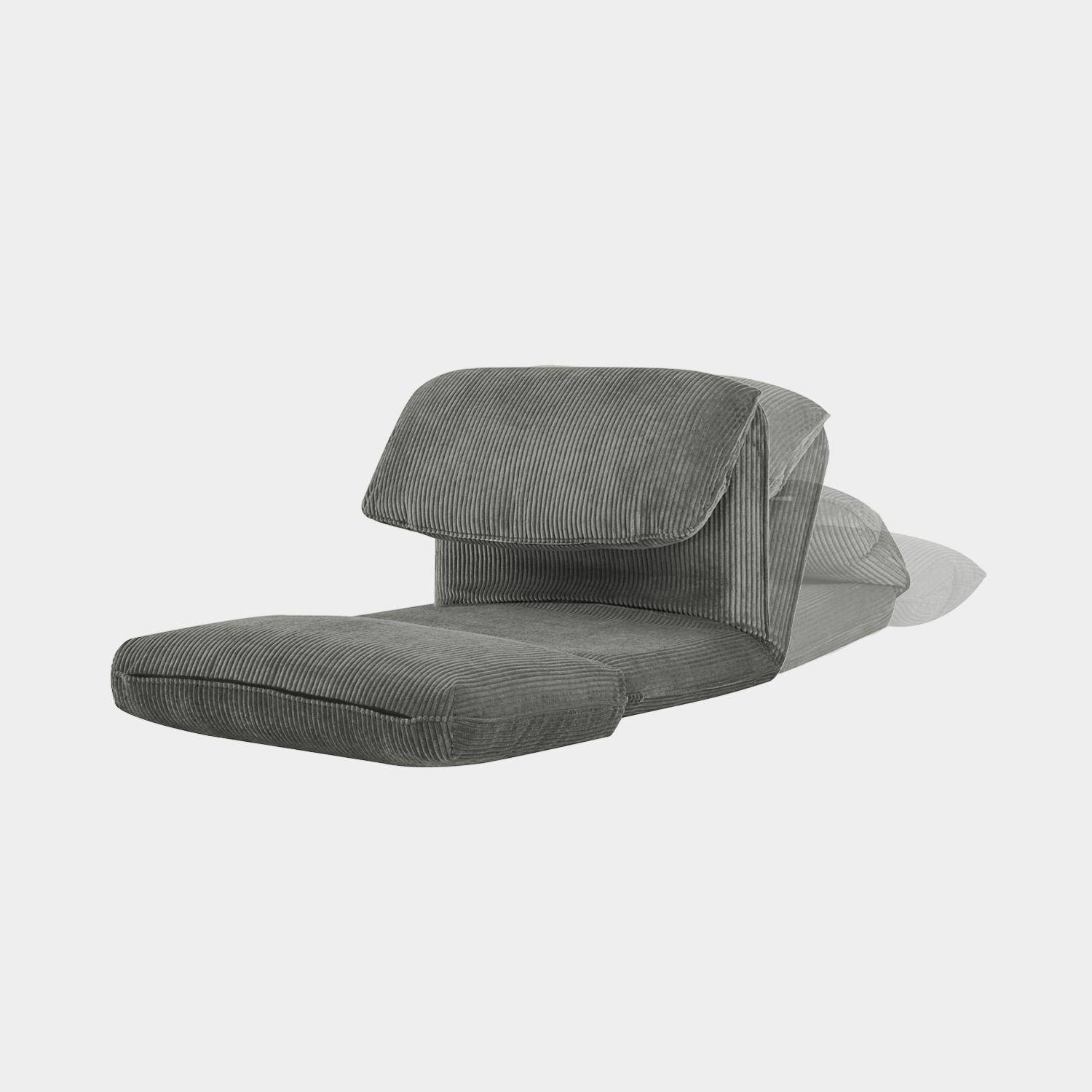 Sessel mit Schlaffunktion für 1 Person und breit geripptem Cordbezug in grau - Cosy,sweeek,Photo7