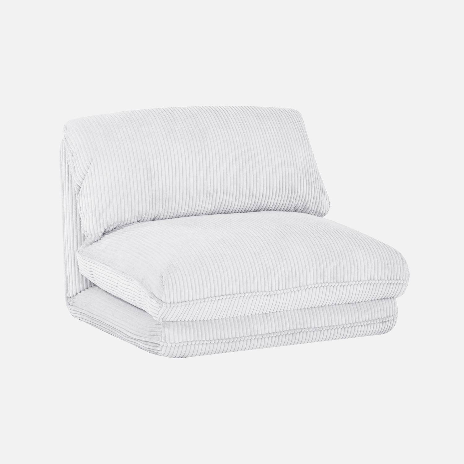 Sillón convertible terciopelo de pana gruesa, 1 plaza, Blanco roto