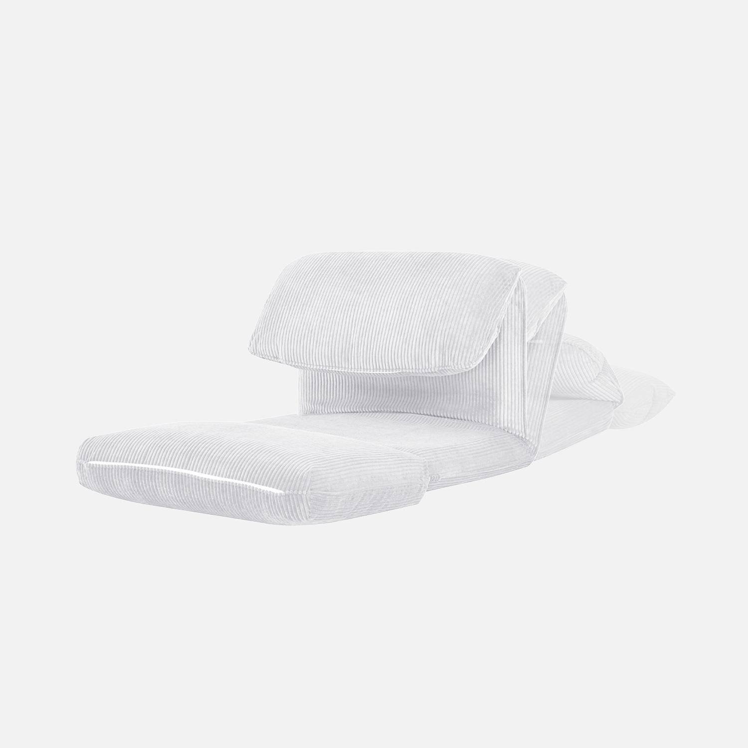 Poltrona convertibile velluto a coste grosse coste 1 posto, Cosy, Bianco sporco, 209x78x58 cm,sweeek,Photo4
