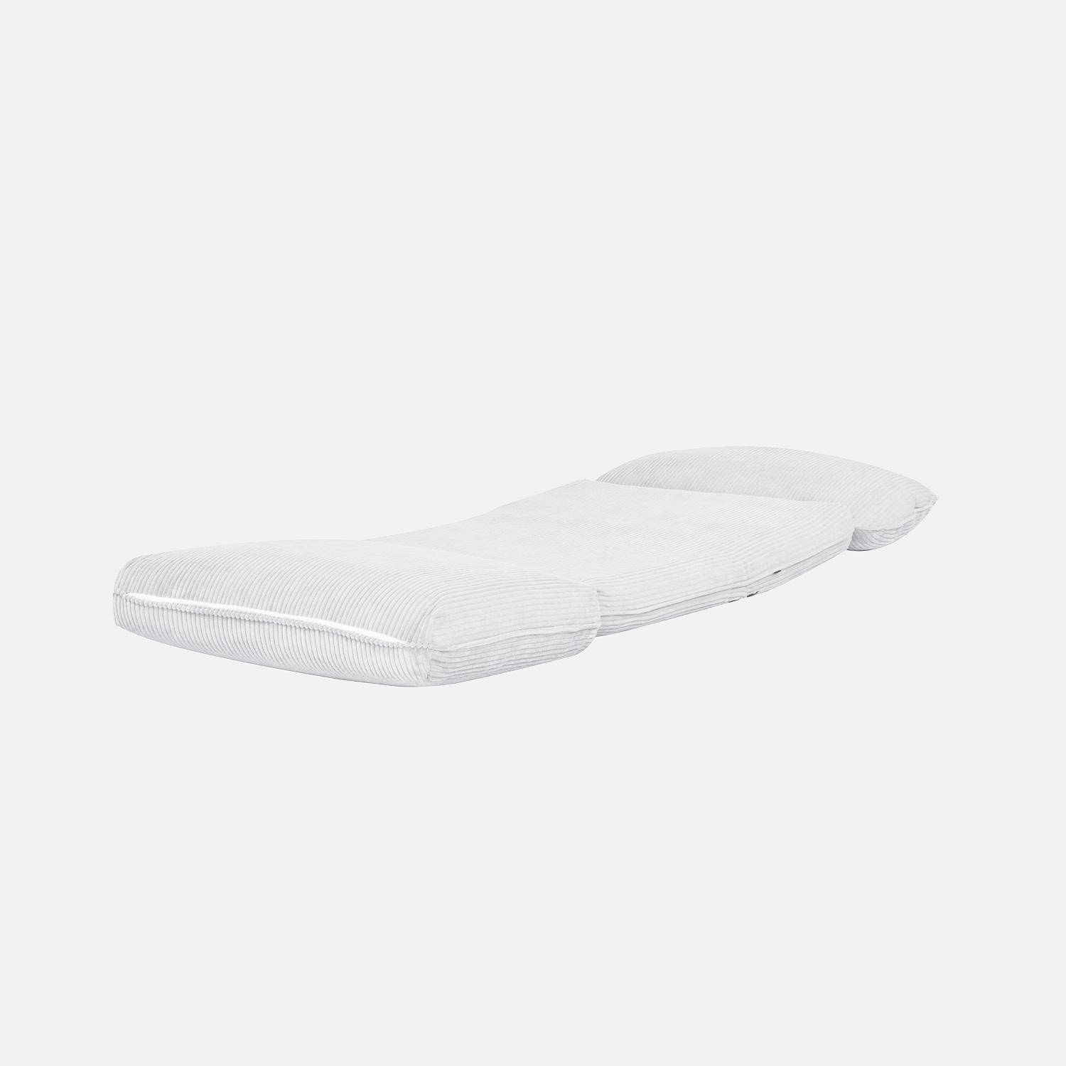 Poltrona convertibile velluto a coste grosse coste 1 posto, Cosy, Bianco sporco, 209x78x58 cm Photo5