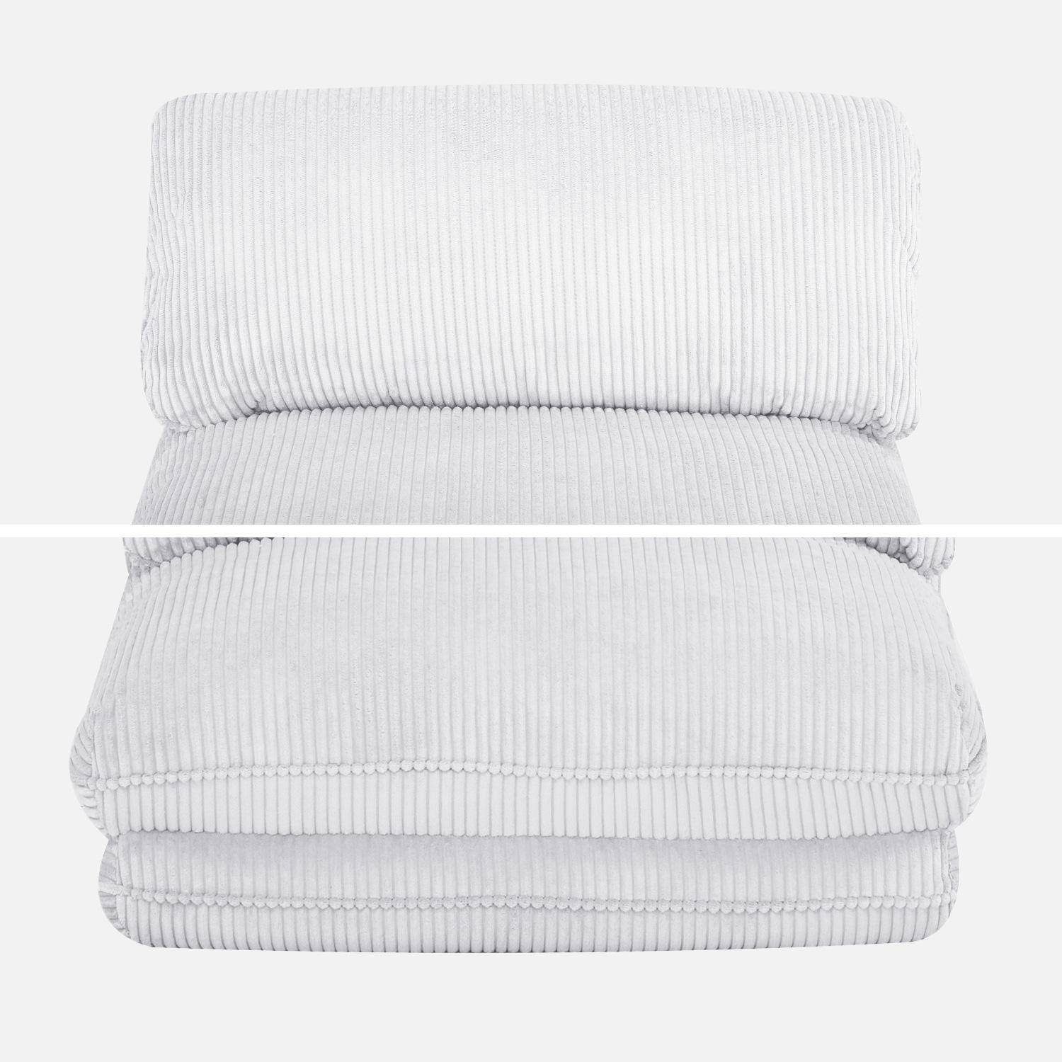 Poltrona convertibile velluto a coste grosse coste 1 posto, Cosy, Bianco sporco, 209x78x58 cm Photo6