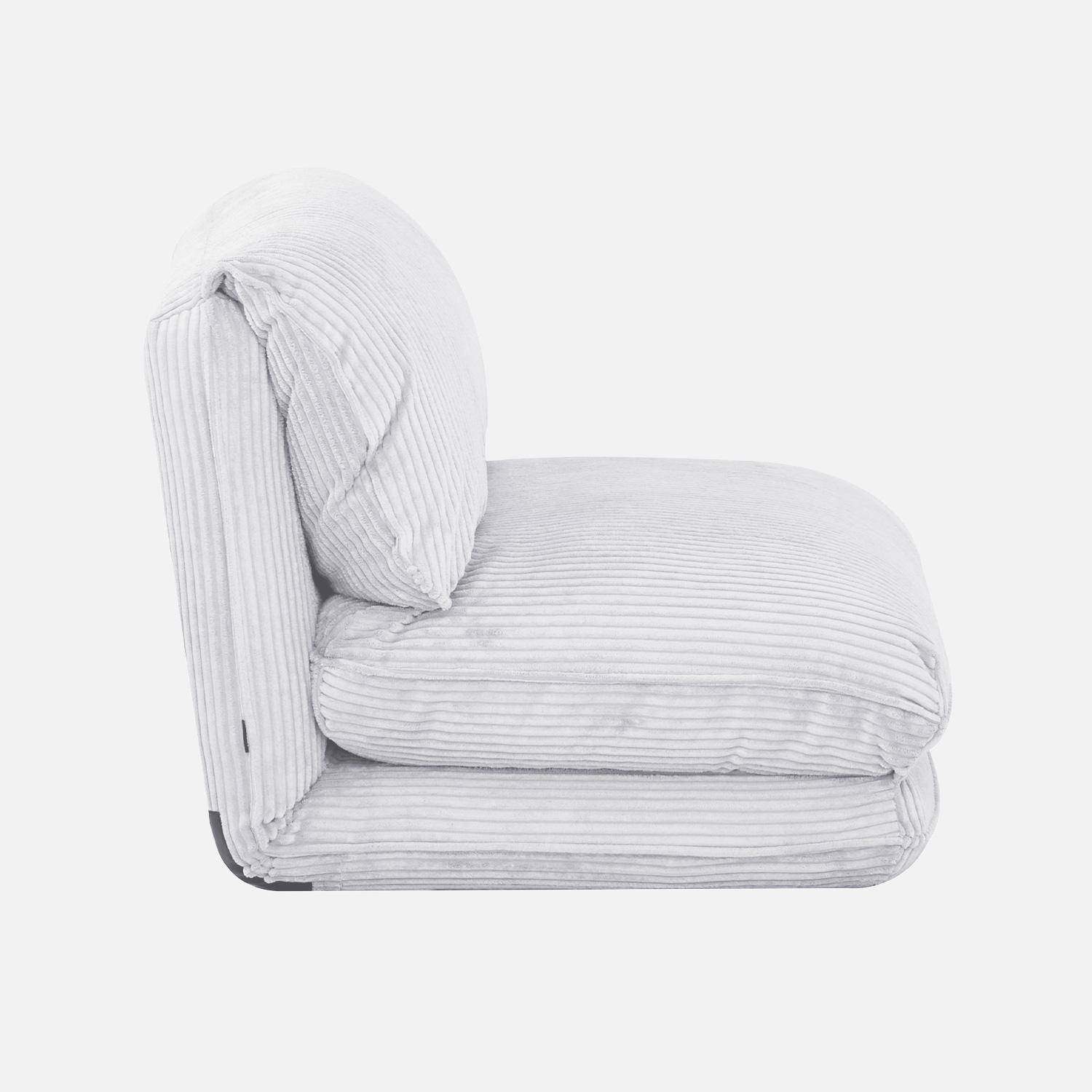 Poltrona convertibile velluto a coste grosse coste 1 posto, Cosy, Bianco sporco, 209x78x58 cm Photo3