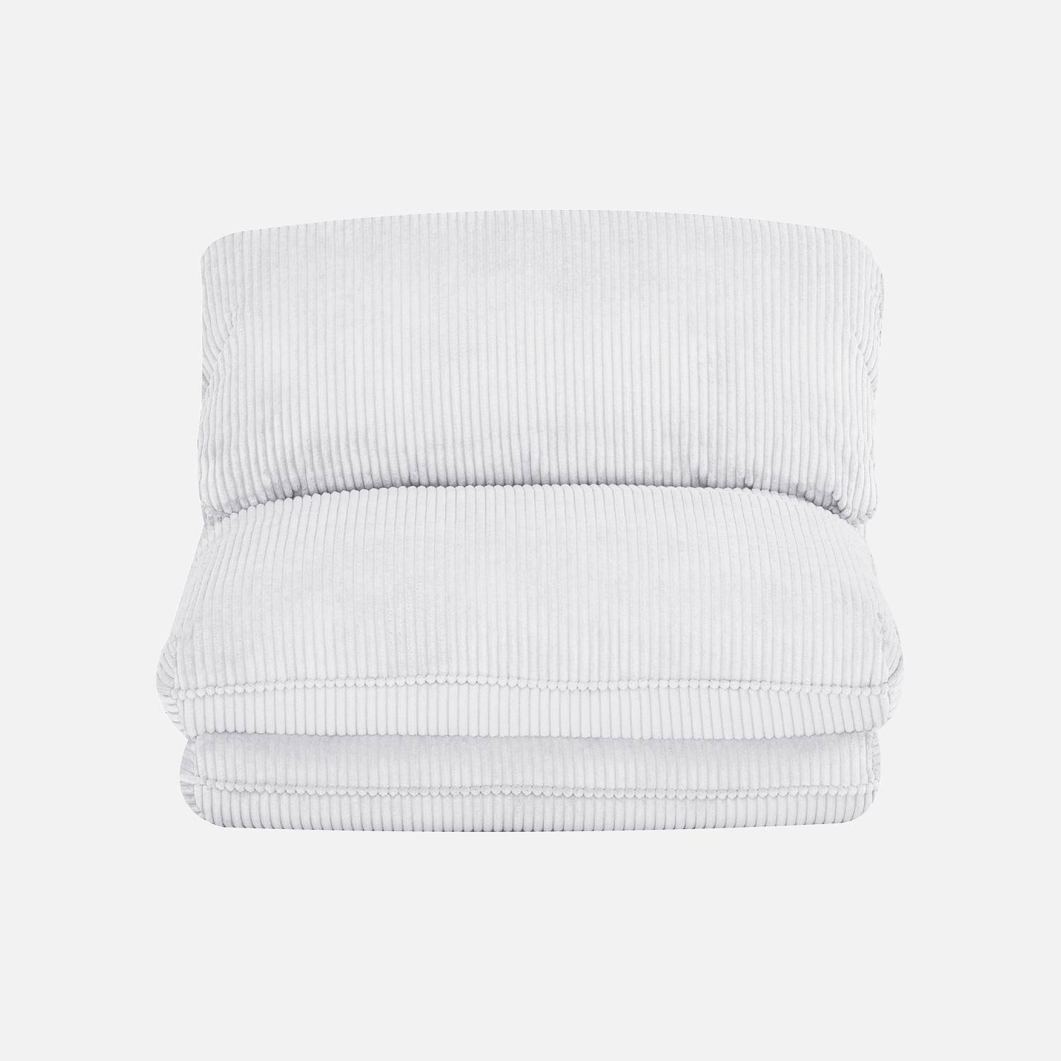 Poltrona convertibile velluto a coste grosse coste 1 posto, Cosy, Bianco sporco, 209x78x58 cm Photo2
