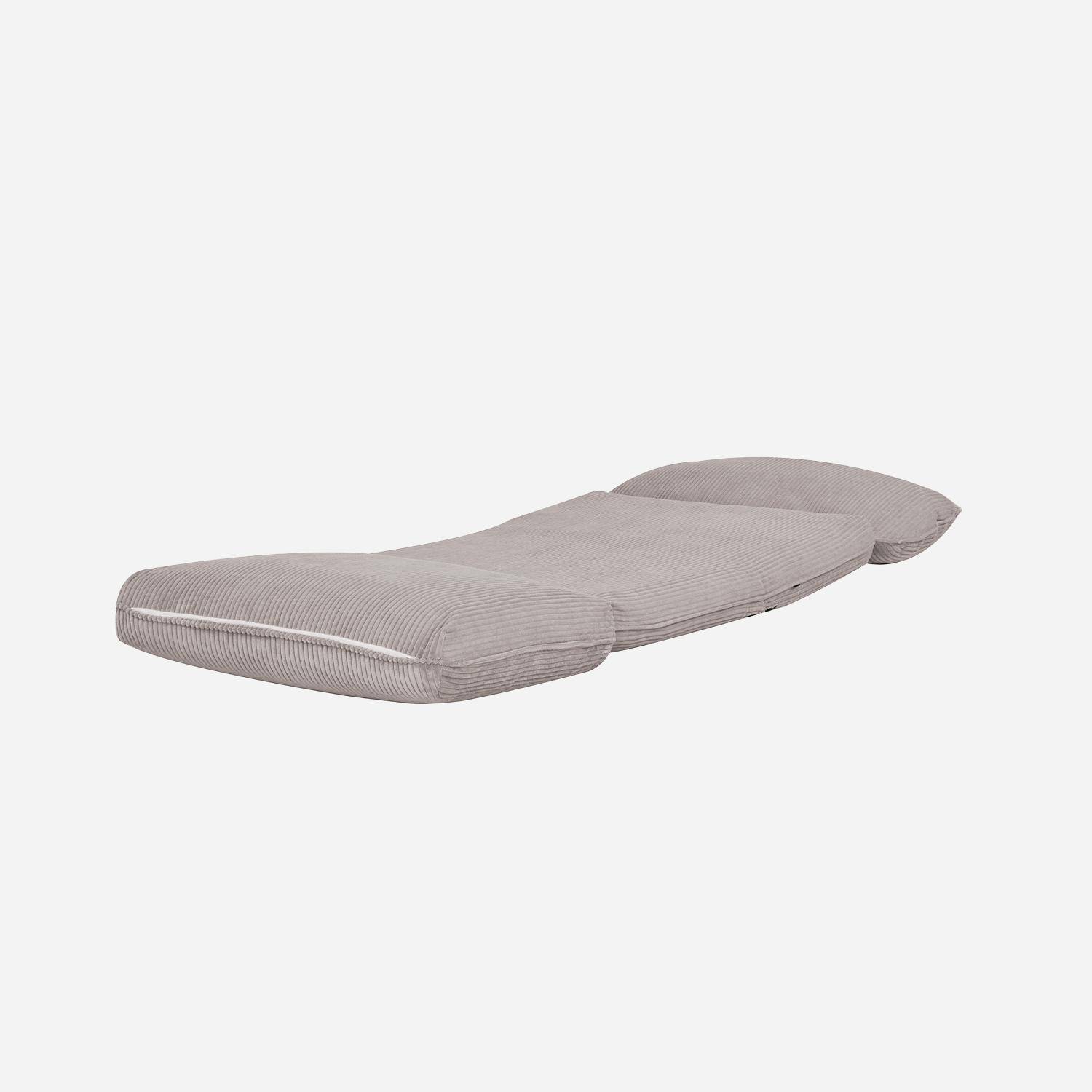 Poltrona convertibile velluto a coste grosse coste 1 posto, Cosy, Beige, 209x78x58 cm Photo5