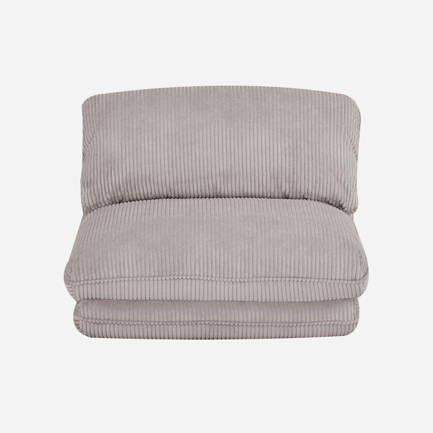 Poltrona convertibile velluto a coste grosse coste 1 posto, Cosy, Beige, 209x78x58 cm Photo2