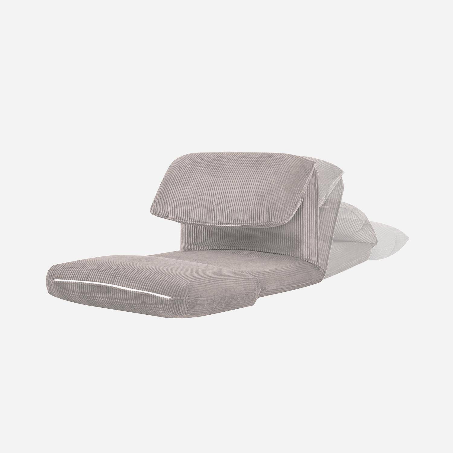 Poltrona convertibile velluto a coste grosse coste 1 posto, Cosy, Beige, 209x78x58 cm Photo4