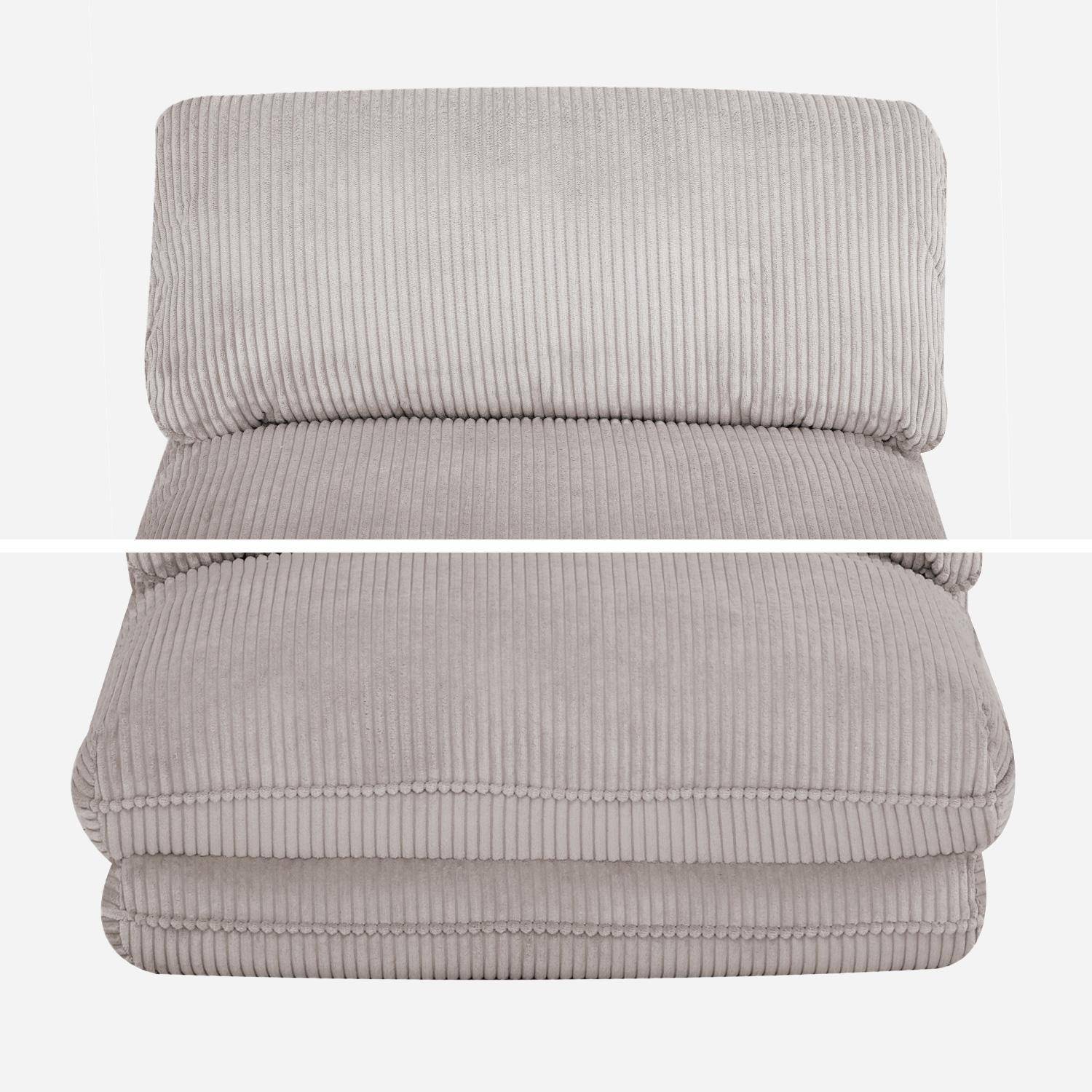 Poltrona convertibile velluto a coste grosse coste 1 posto, Cosy, Beige, 209x78x58 cm,sweeek,Photo6