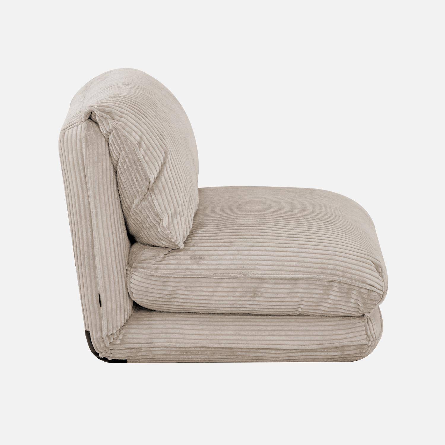 Chauffeuse matelas greige convertible velours côtelé grosse côte 1 place Cosy Photo3